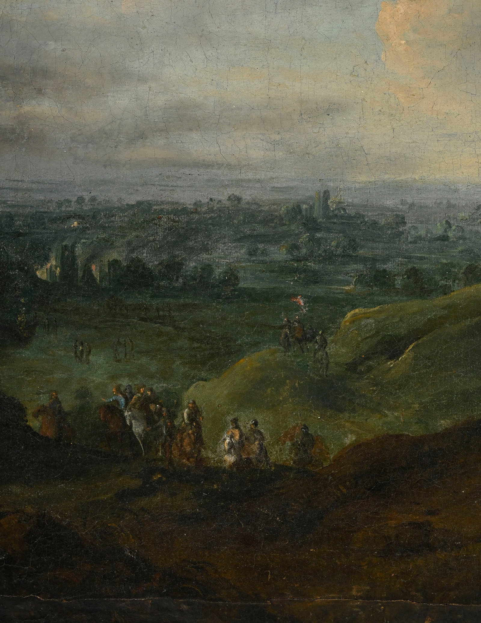 Jacques Courtois (1621-1676), école de, Scène de bataille, XVIIIe, huile sur toile, 60,5x7 - 3