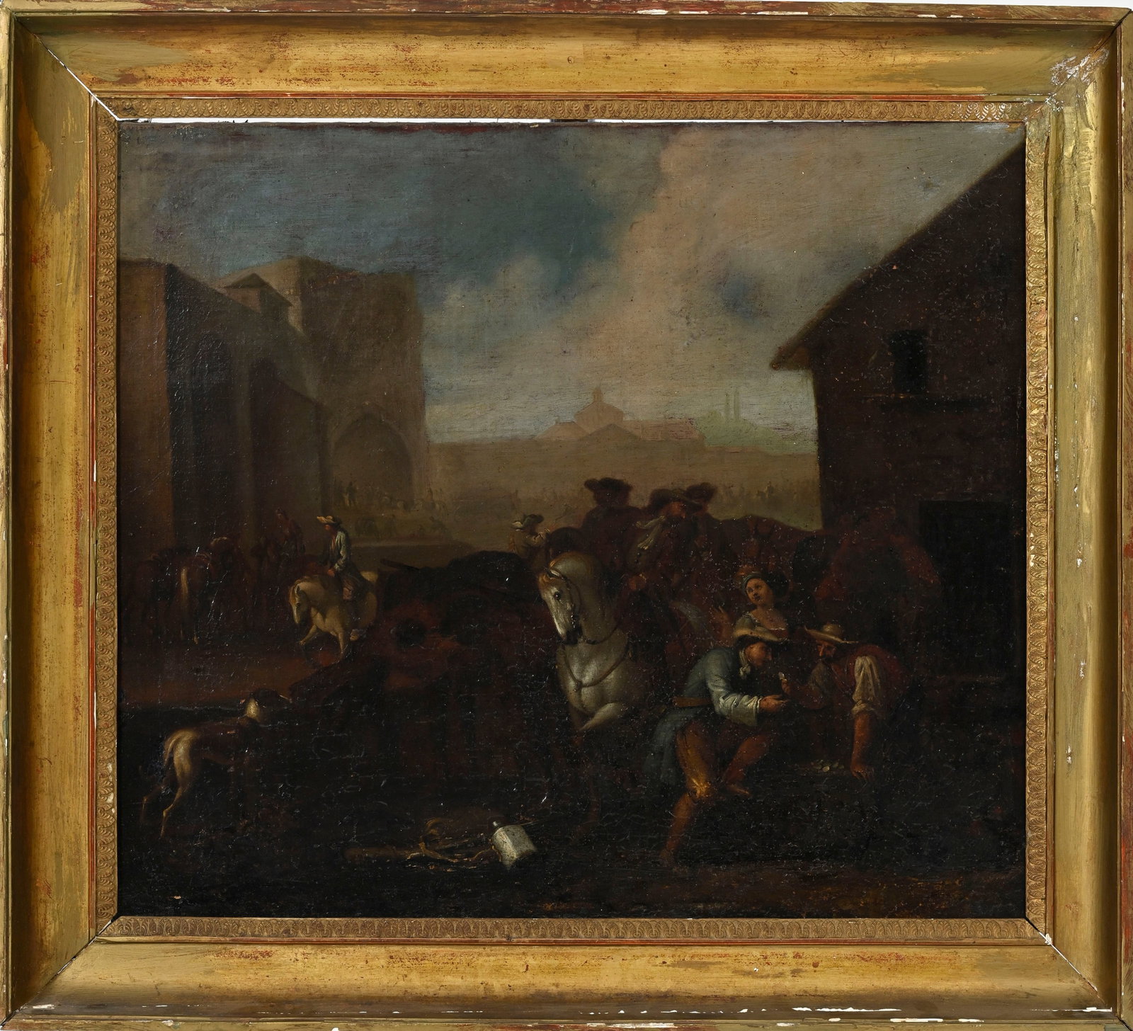 Ecole hollandaise du XVIIIe s., Scène de genre urbaine, huile sur toile, 61,5x73,5 cm - 2