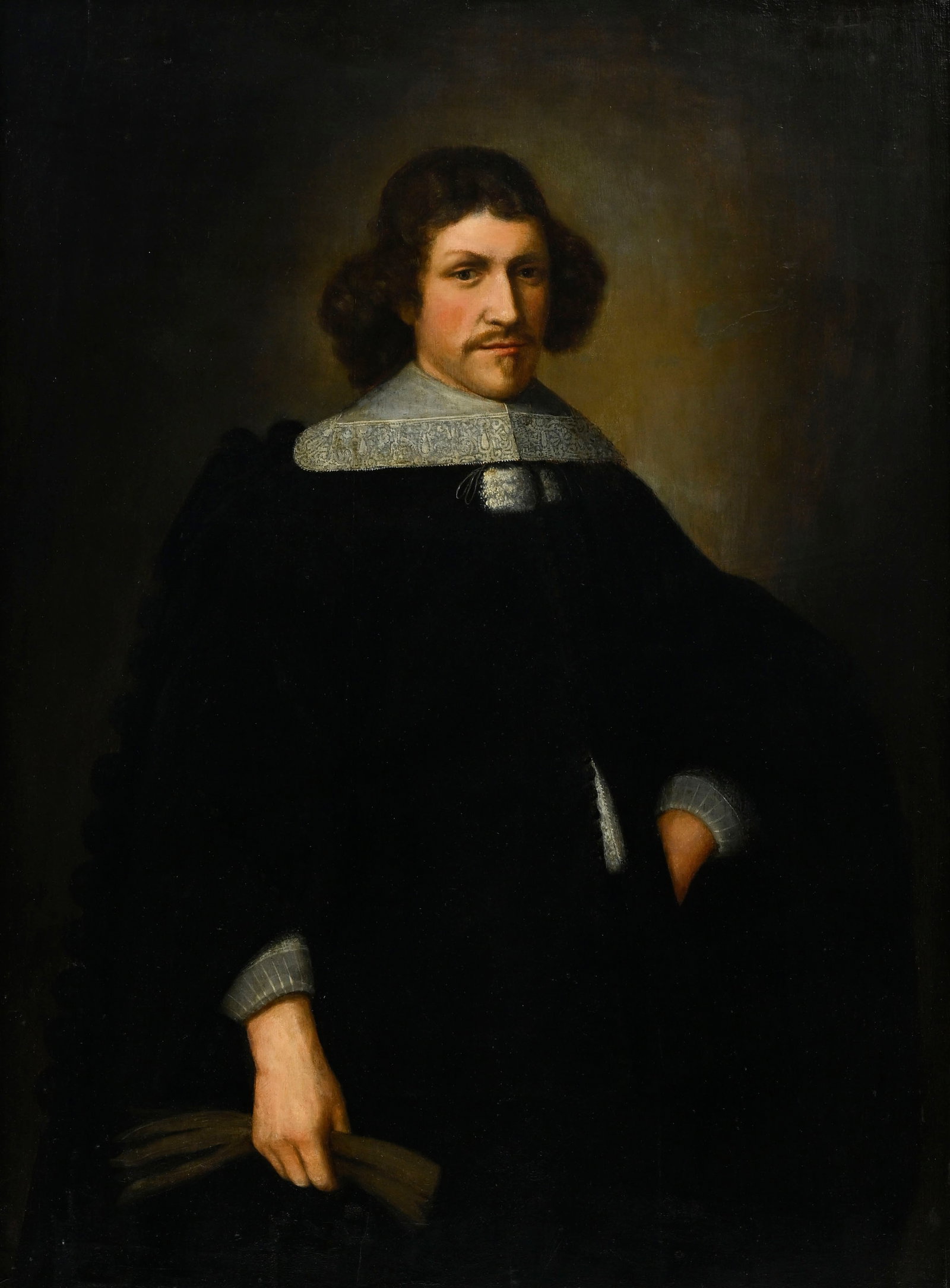 Ecole hollandaise vers 1655, Portrait d'un cavalier, ancêtre de Roger von Werdt, huile sur pann: Ecole hollandaise vers 1655, Portrait d'un cavalier, ancêtre de Roger von Werdt, huile sur panneau, 114x82,5 cm Provenance: Commande auprès de l'artiste, puis resté dans la famille par 