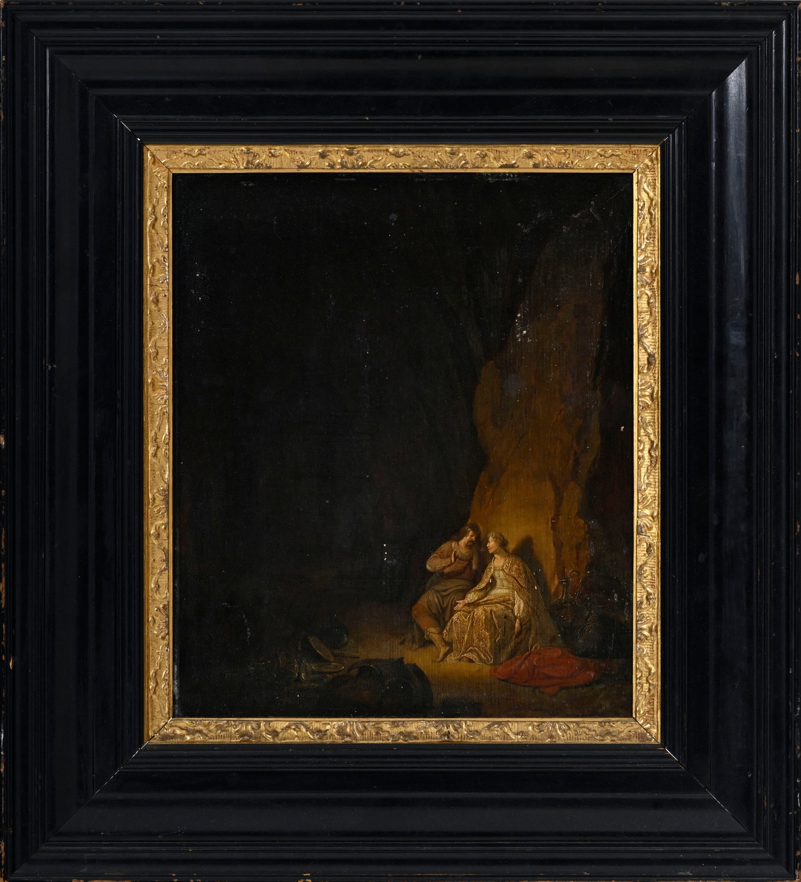 Ecole hollandaise du XVIIIe s., Loth et l'une de ses filles, huile sur panneau, 34,5x29 cm Au v - 2