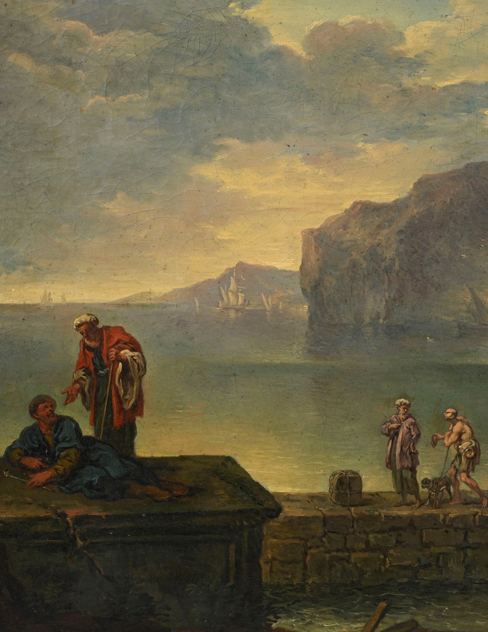 Ecole italienne du XVIIIe s., Scène de port, huile sur toile, 60,5x82,5 cm - 3