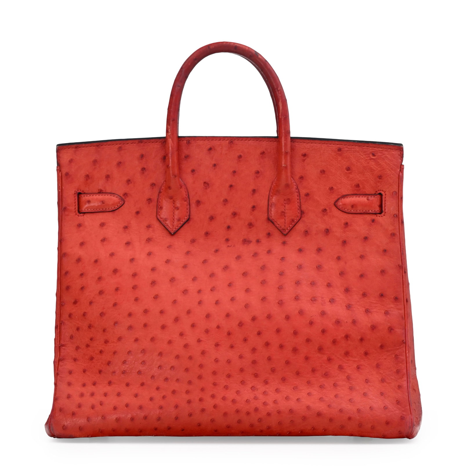 Hermès, sac HAC 32 haut à courroie en cuir d’autruche rouge, année 1988, boucle - 2