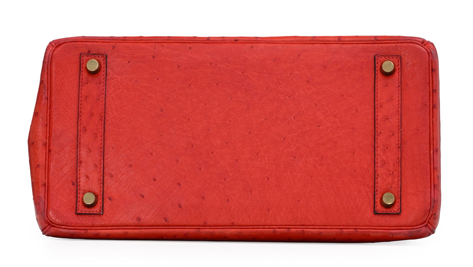 Hermès, sac HAC 32 haut à courroie en cuir d’autruche rouge, année 1988, boucle - 3