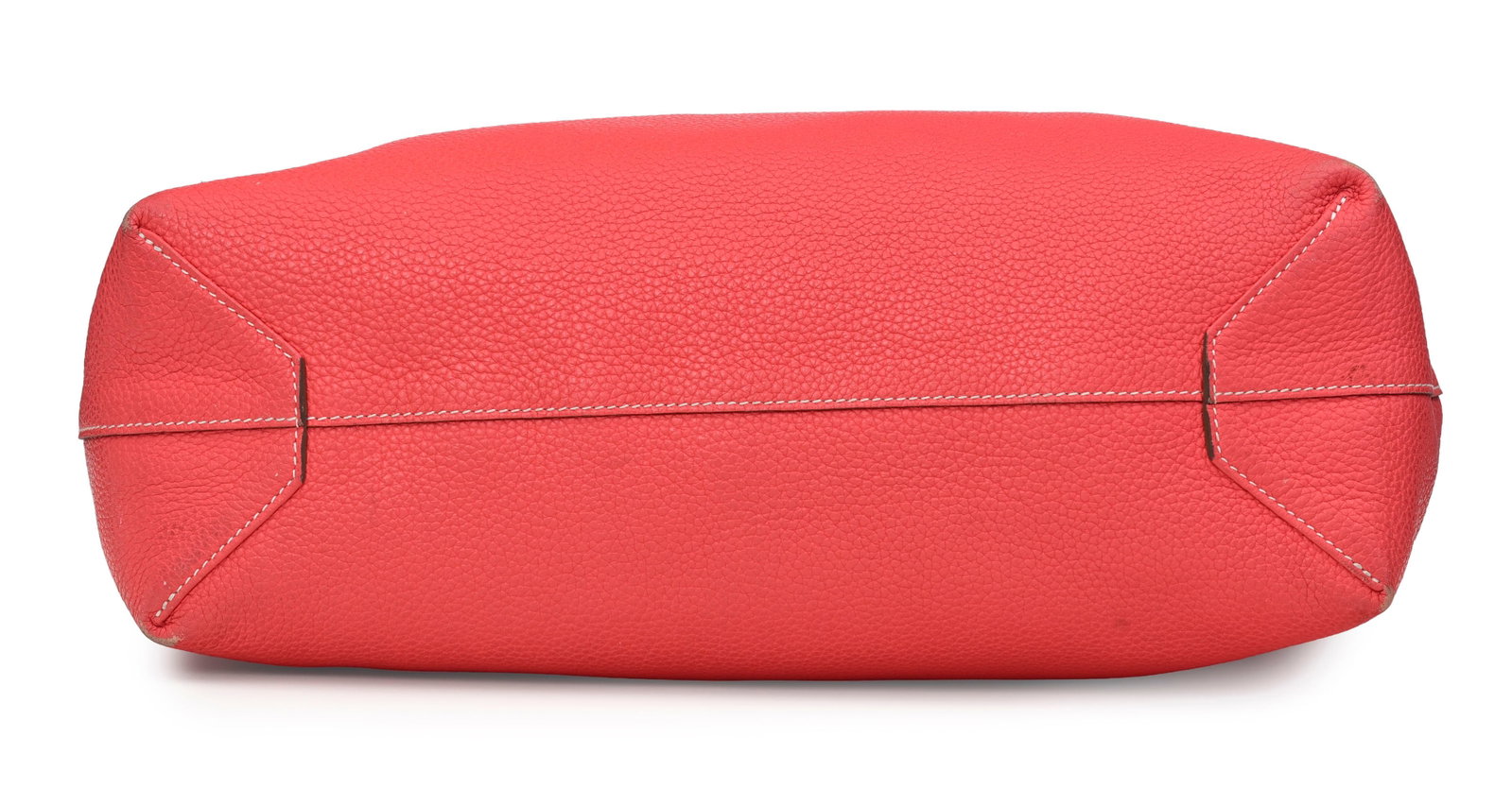 Hermès, sac Double Sens en cuir Clémence rouge et corail, piqué sellier blanc, housse - 7