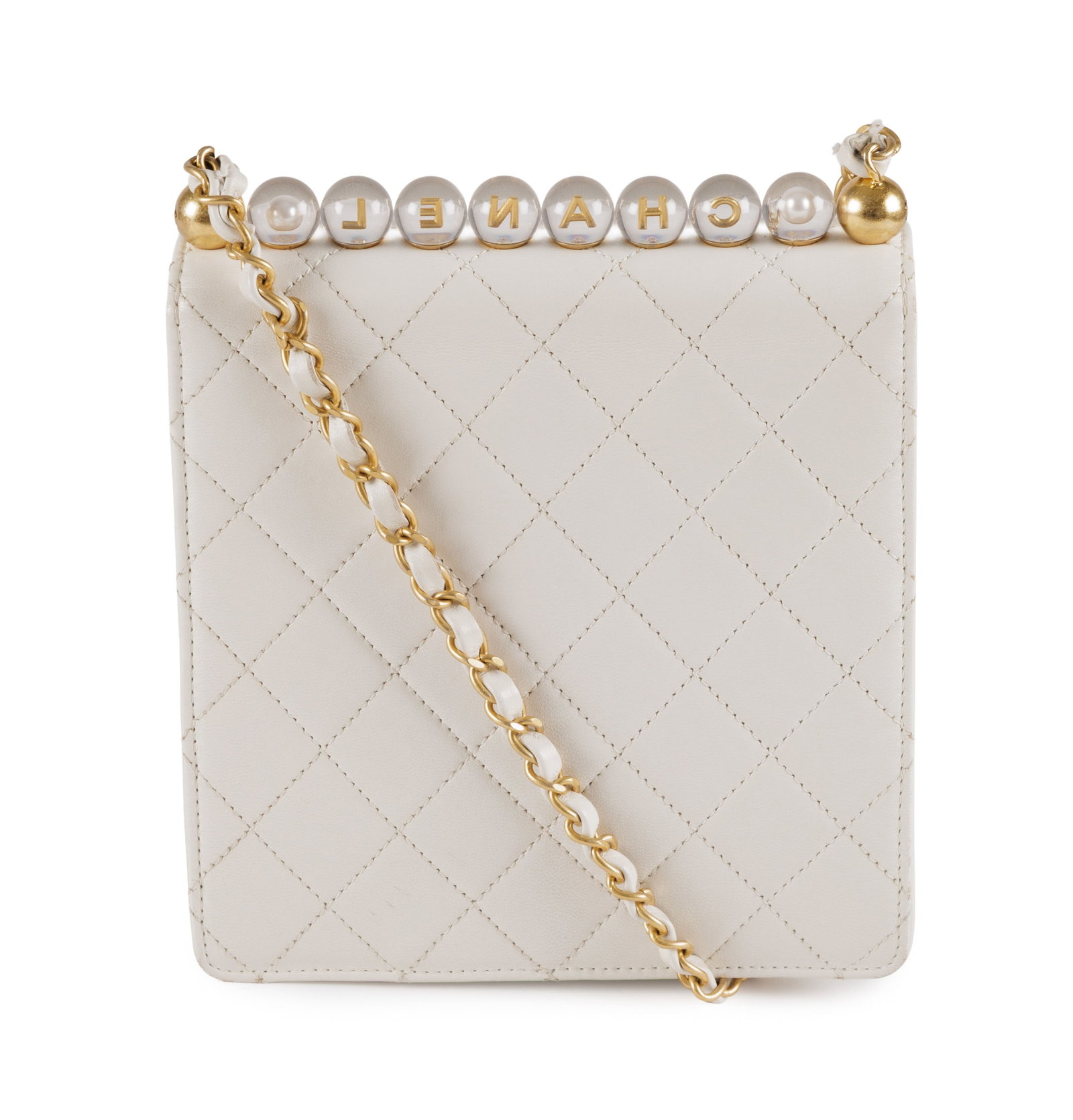 Chanel, sac Chic Pearls en cuir blanc matelassé, année 2020, édition limitée Kar - 3