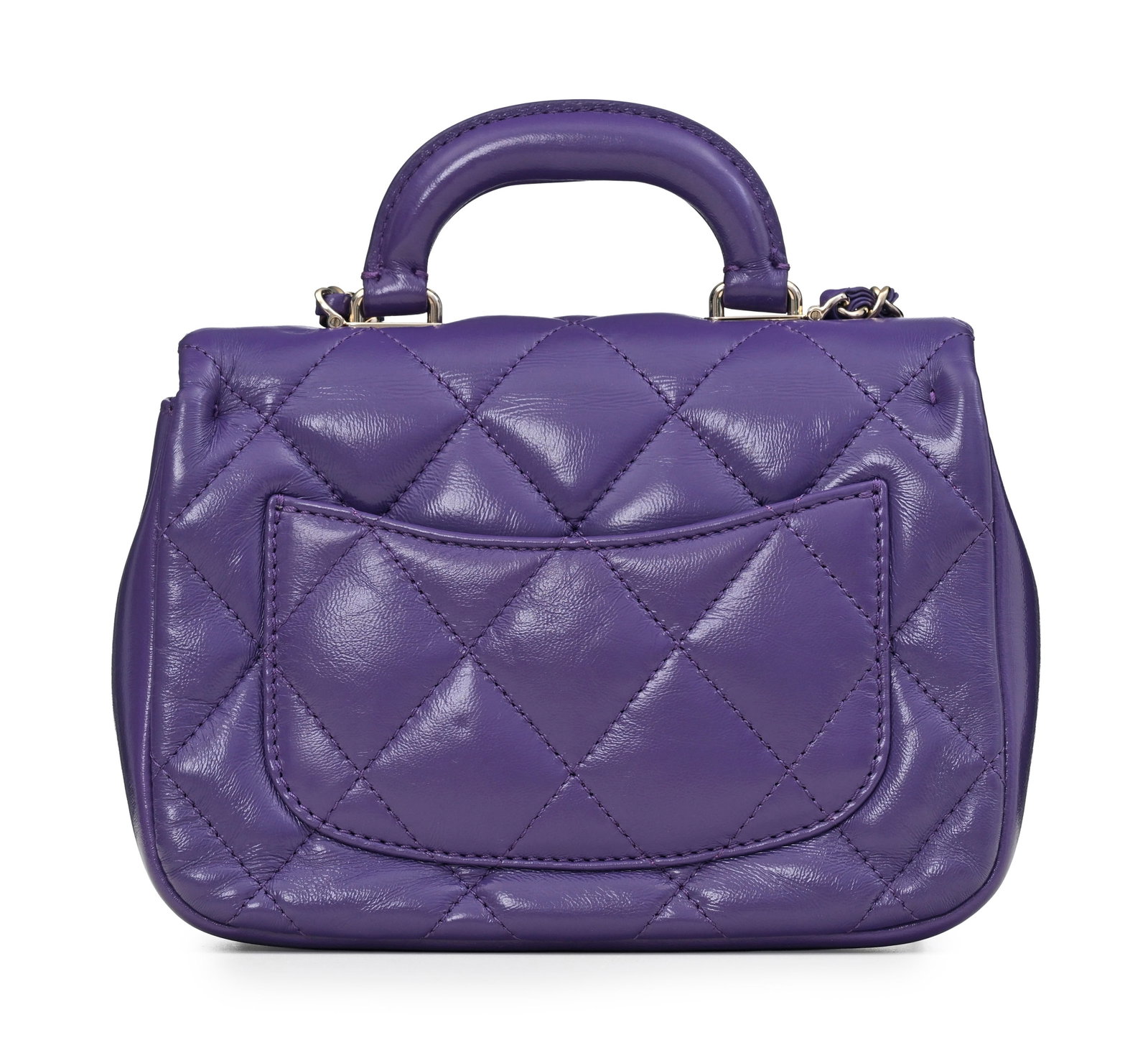 Chanel, sac à rabat Mini Coco Trip en cuir d'agneau indigo brillant, année 2024, poign - 2