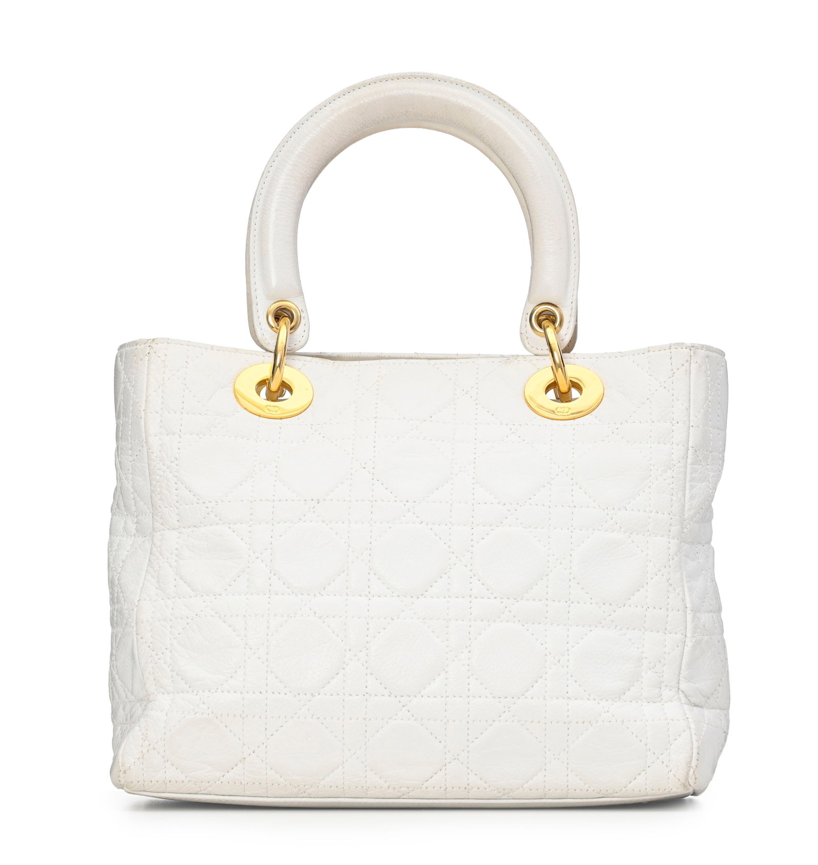 Christian Dior, sac Lady Dior Medium en cuir grainé crème matelassé cannage, charmes  - 2
