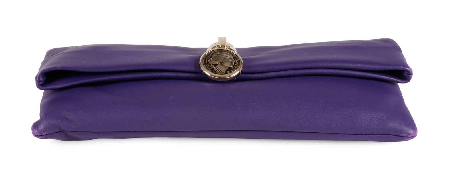 Bulgari, pochette à rabat Monete en cuir indigo, fermoir Bvlgari avec pièce moderne, int&# - 3