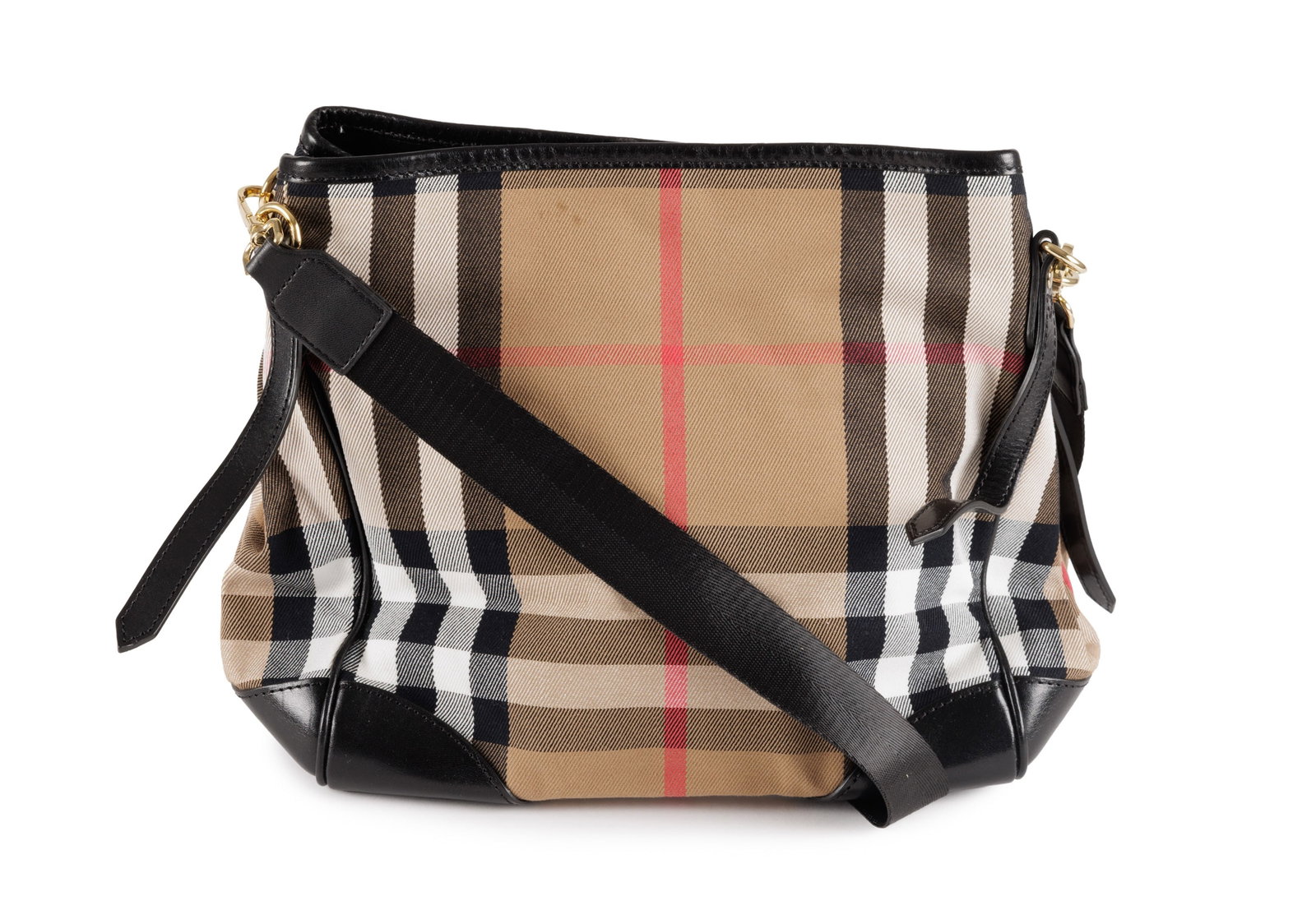 Burberry, sac Canterbury House Check tote en cuir noir et toile, 25x27 cm - 2