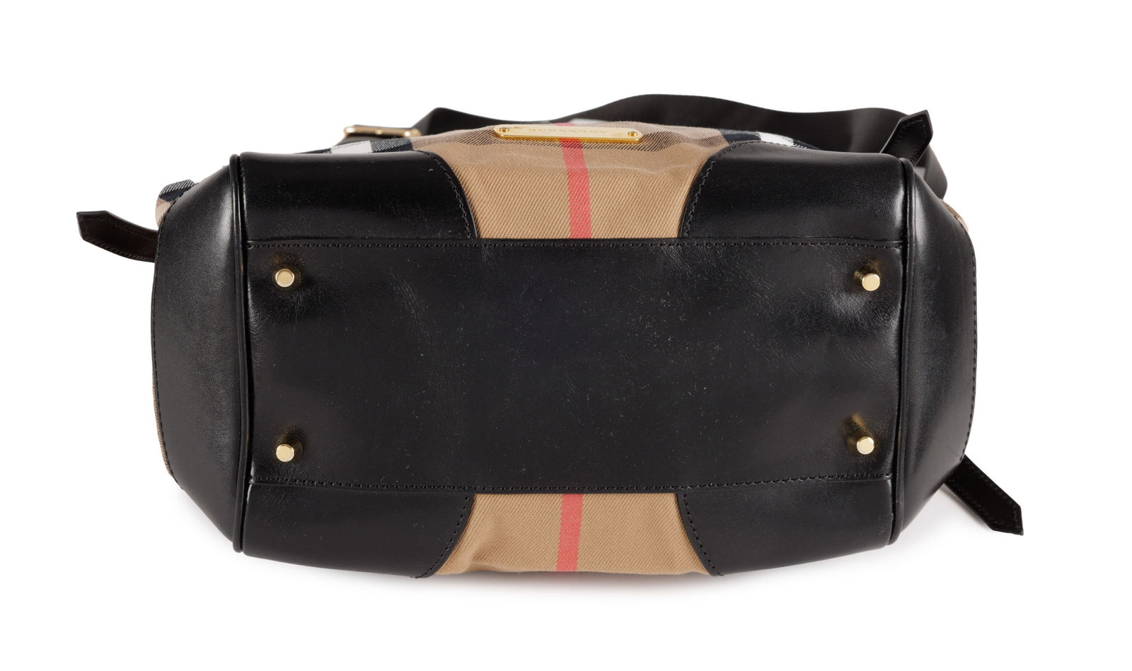 Burberry, sac Canterbury House Check tote en cuir noir et toile, 25x27 cm - 4