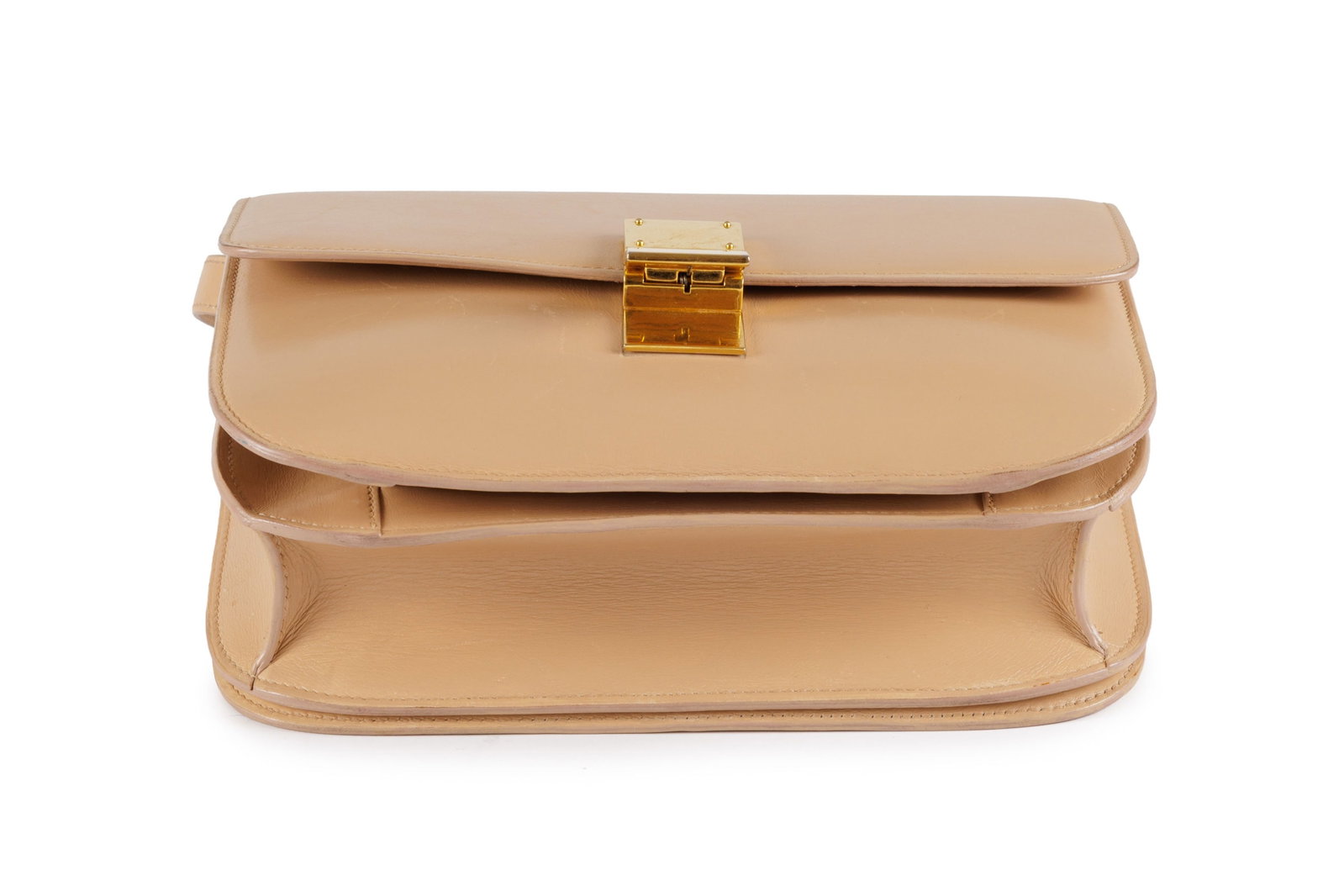 Céline, sac Classic Box en cuir lisse couleur Powder, longue bandoulière, housse, 18x23,5  - 4