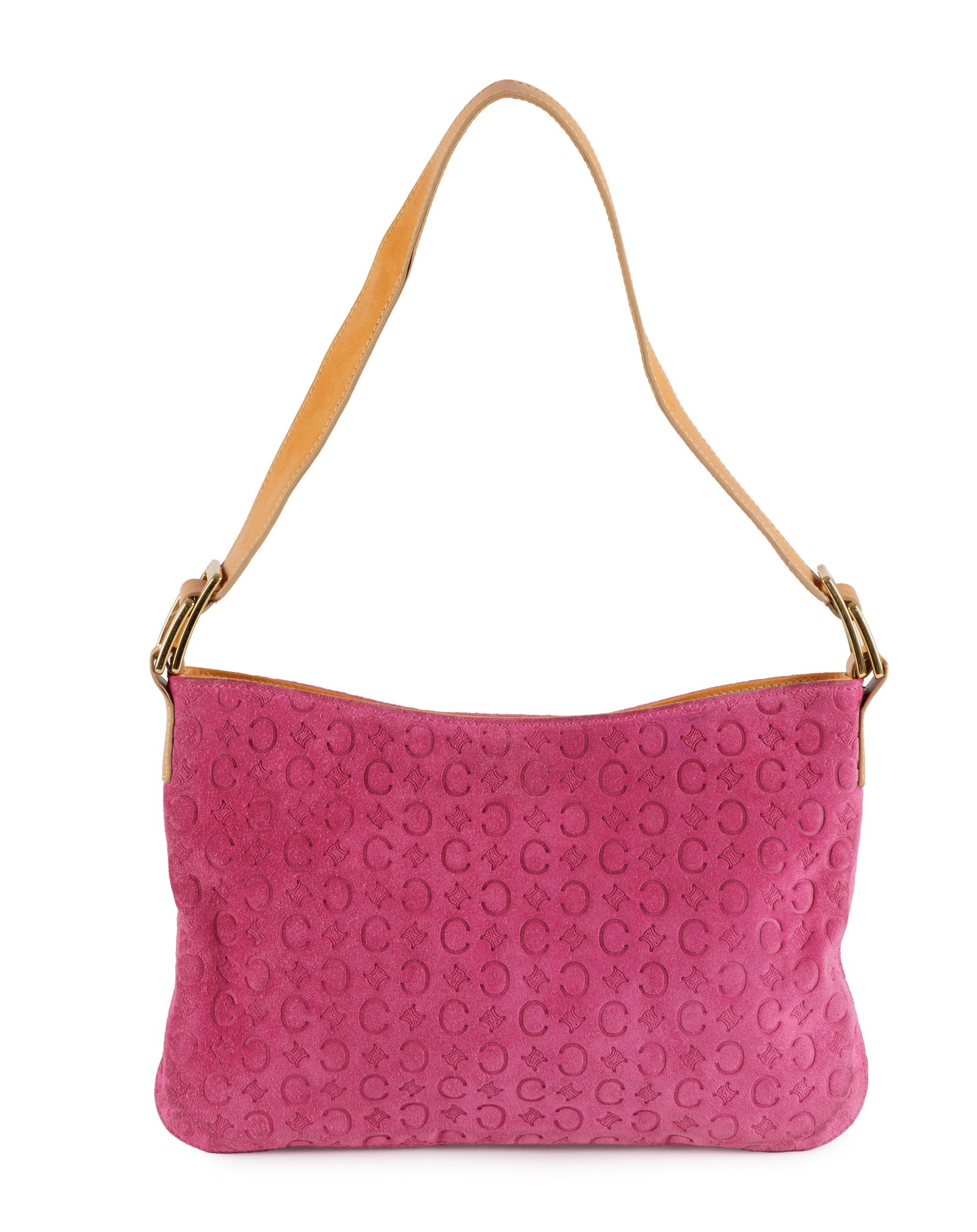 Céline, sac porté épaule en daim rose fuchsia Monogram empreinte, bandoulière en - 2