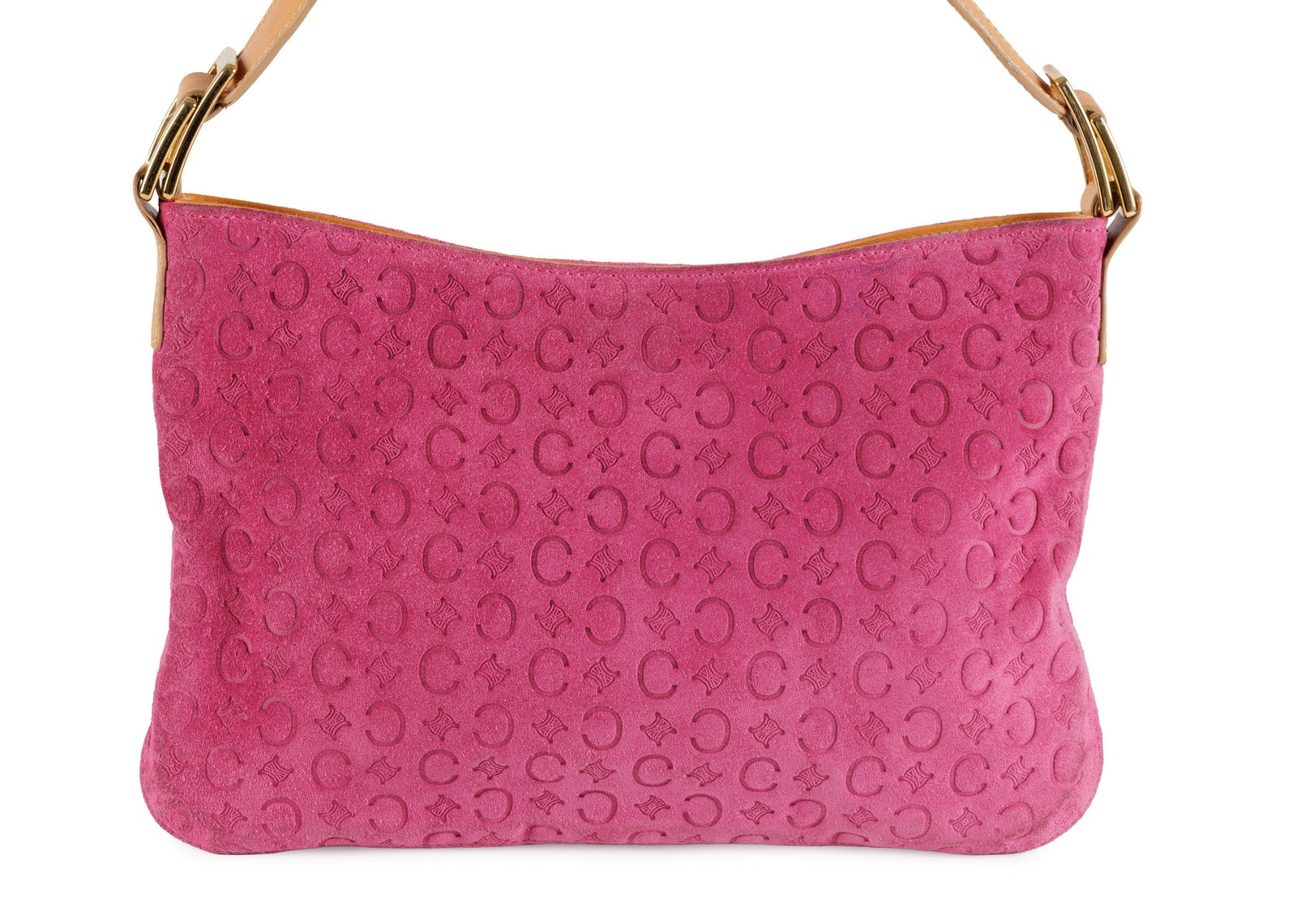 Céline, sac porté épaule en daim rose fuchsia Monogram empreinte, bandoulière en - 3