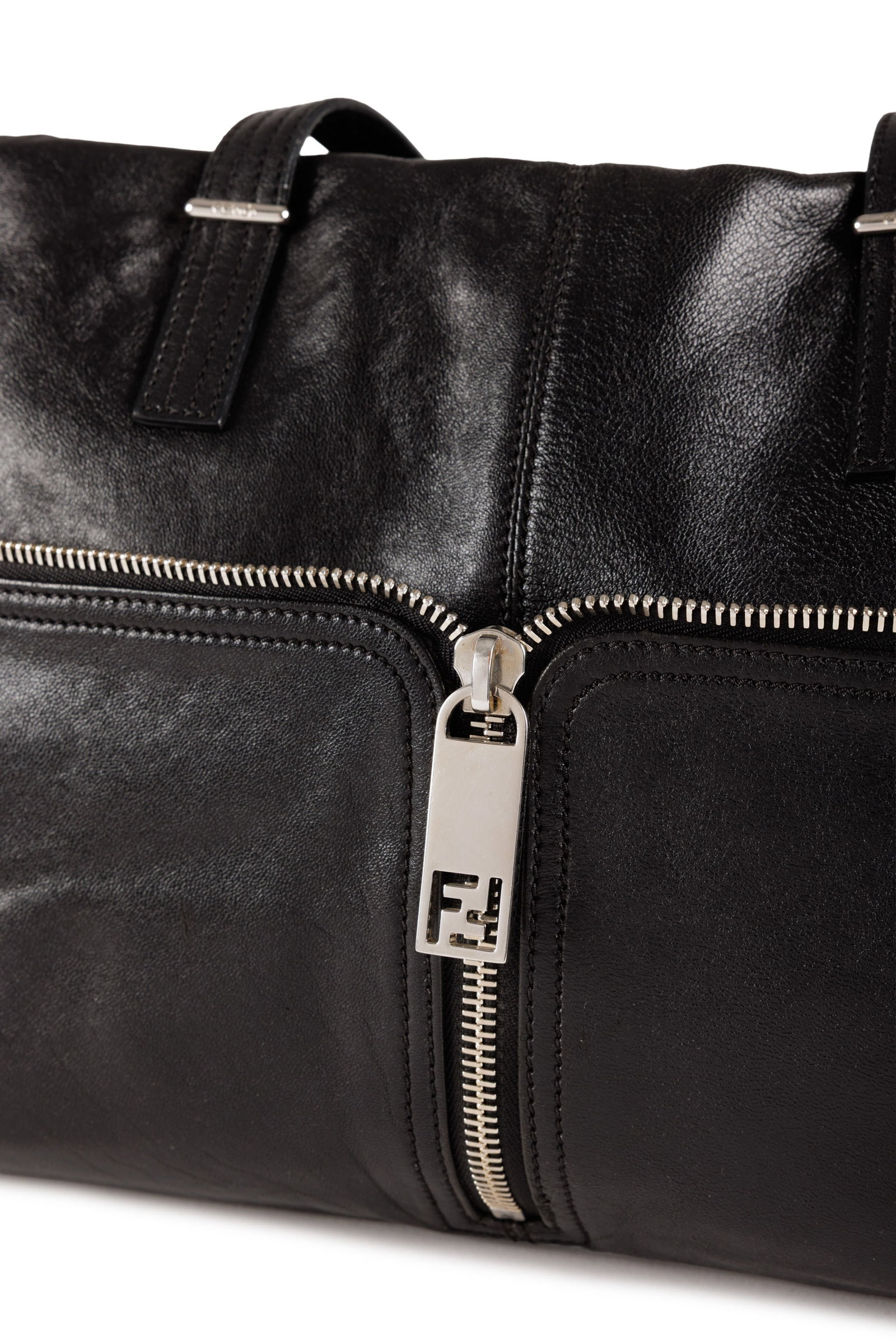 Fendi, sac Unzipped Zucca tote en cuir noir, soufflet zucca, 25x39 cm - 3