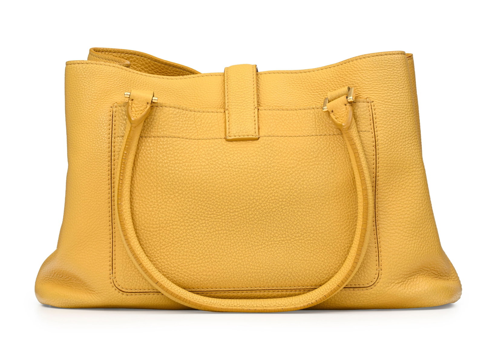 Loro Piana, sac Bellevue tote en cuir grainé jaune, bouclerie dorée, housse, 23x37 cm - 2