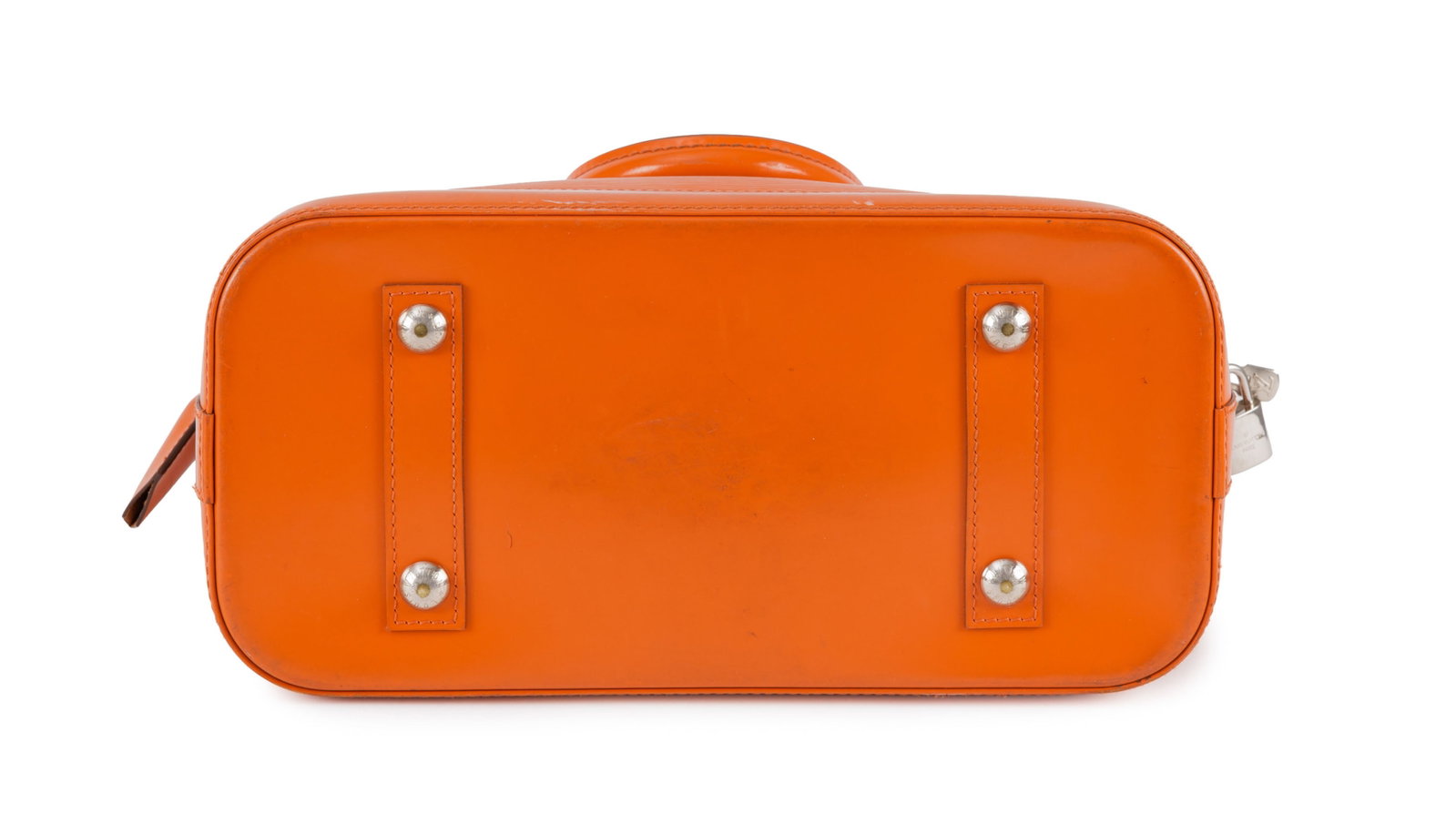 Louis Vuitton, sac Alma en cuir épi orange, bouclerie de couleur argent, tirette et clochette a - 5
