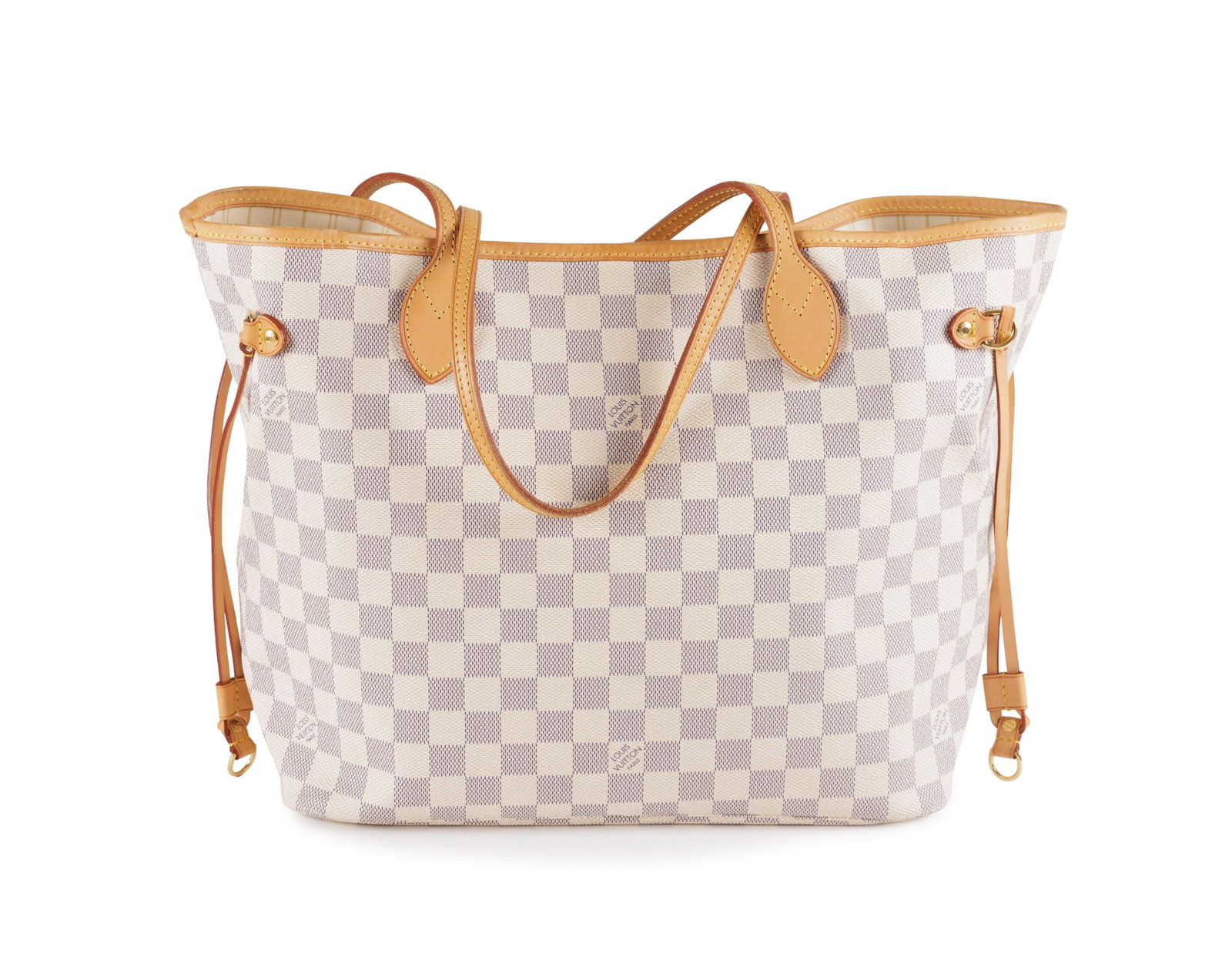 Louis Vuitton, sac Neverfull MM en toile enduite damier azur et cuir naturel, 27x32 cm - 2