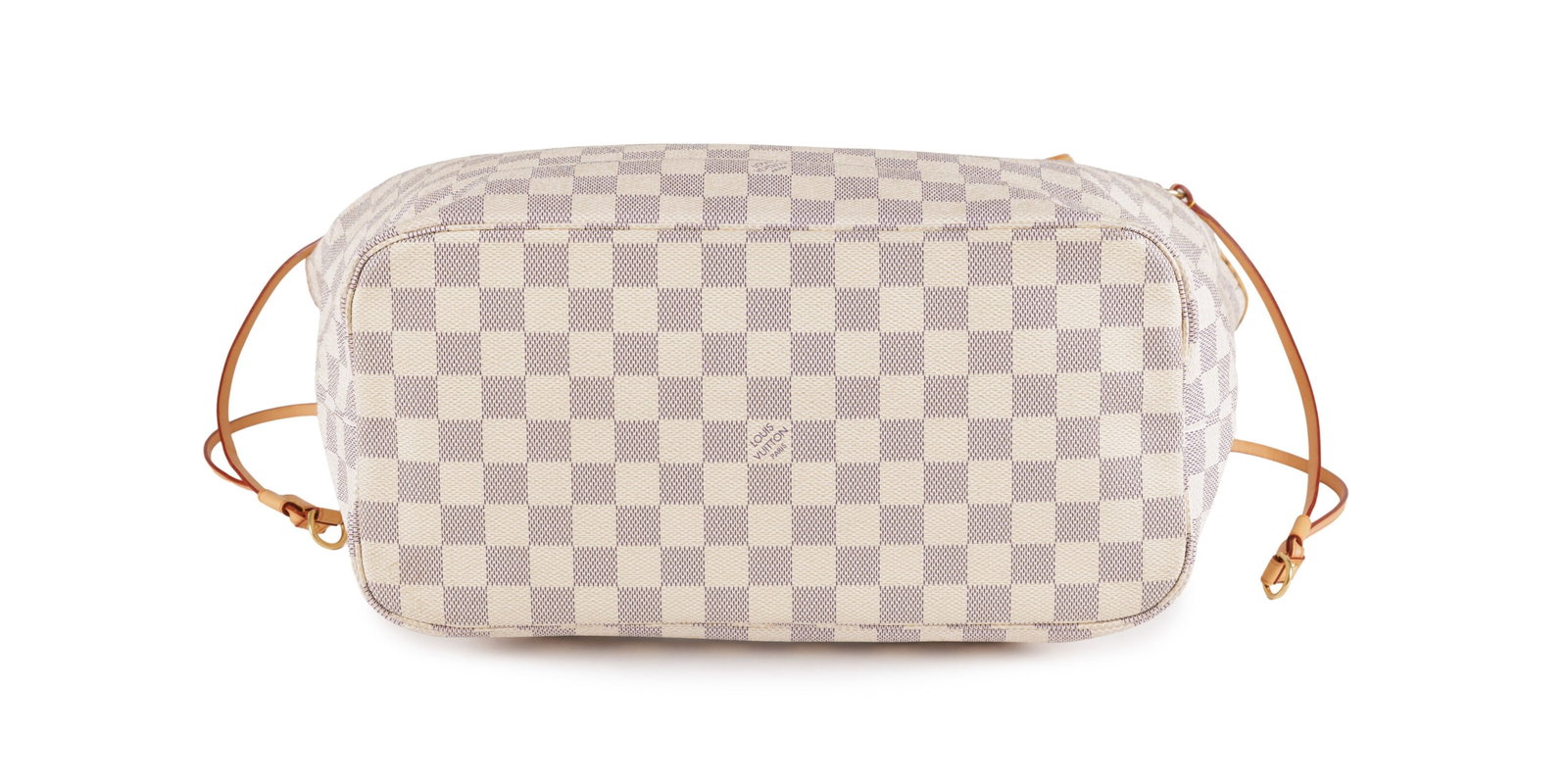 Louis Vuitton, sac Neverfull MM en toile enduite damier azur et cuir naturel, 27x32 cm - 3