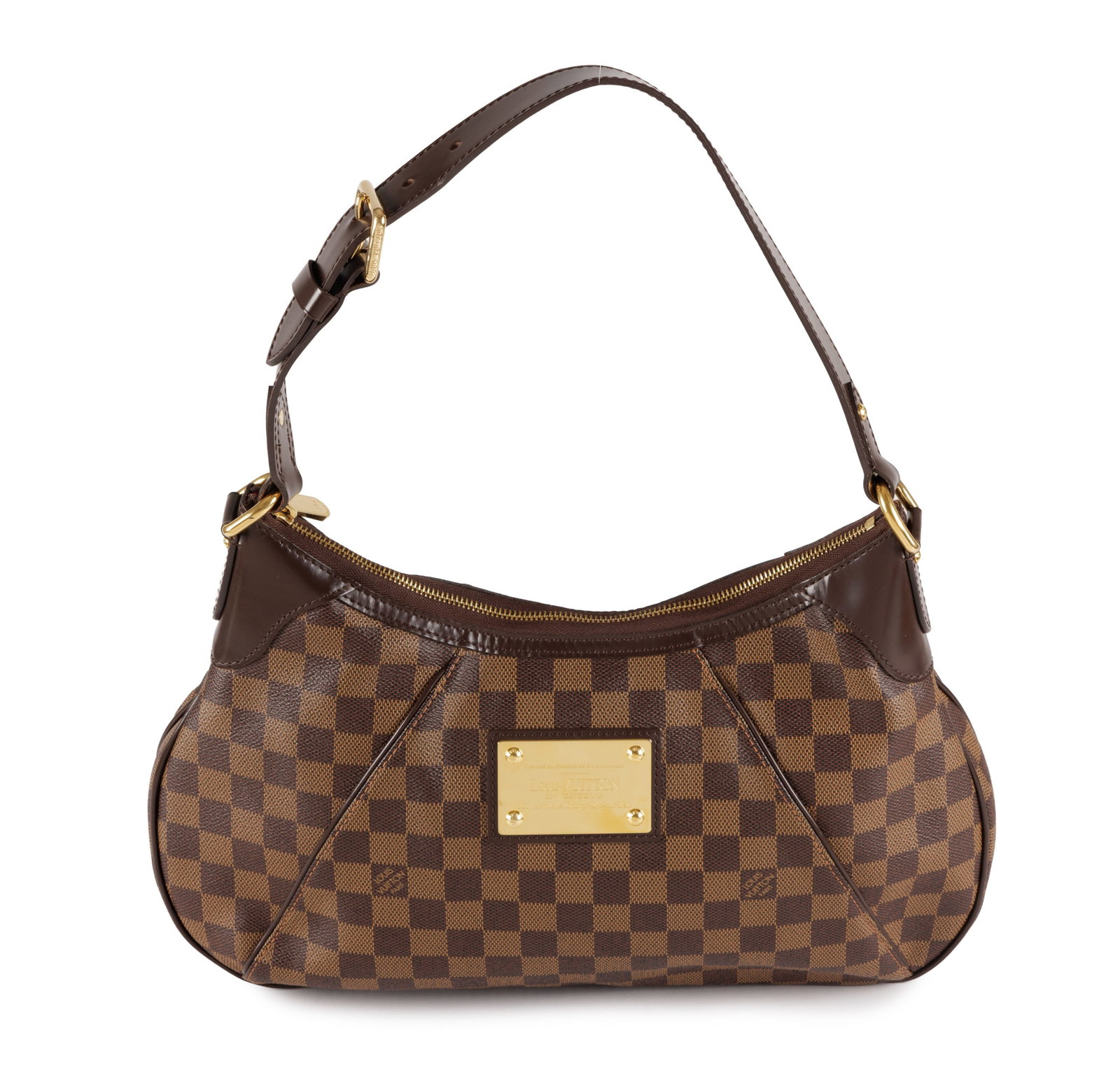 Louis Vuitton, sac Thames GM en toile enduite Damier ébène et cuir marron, housse, facture: Louis Vuitton, sac Thames GM en toile enduite Damier ébène et cuir marron, housse, facture, 22x32 cm Condition Très bon état de conservation général Intérieur propre