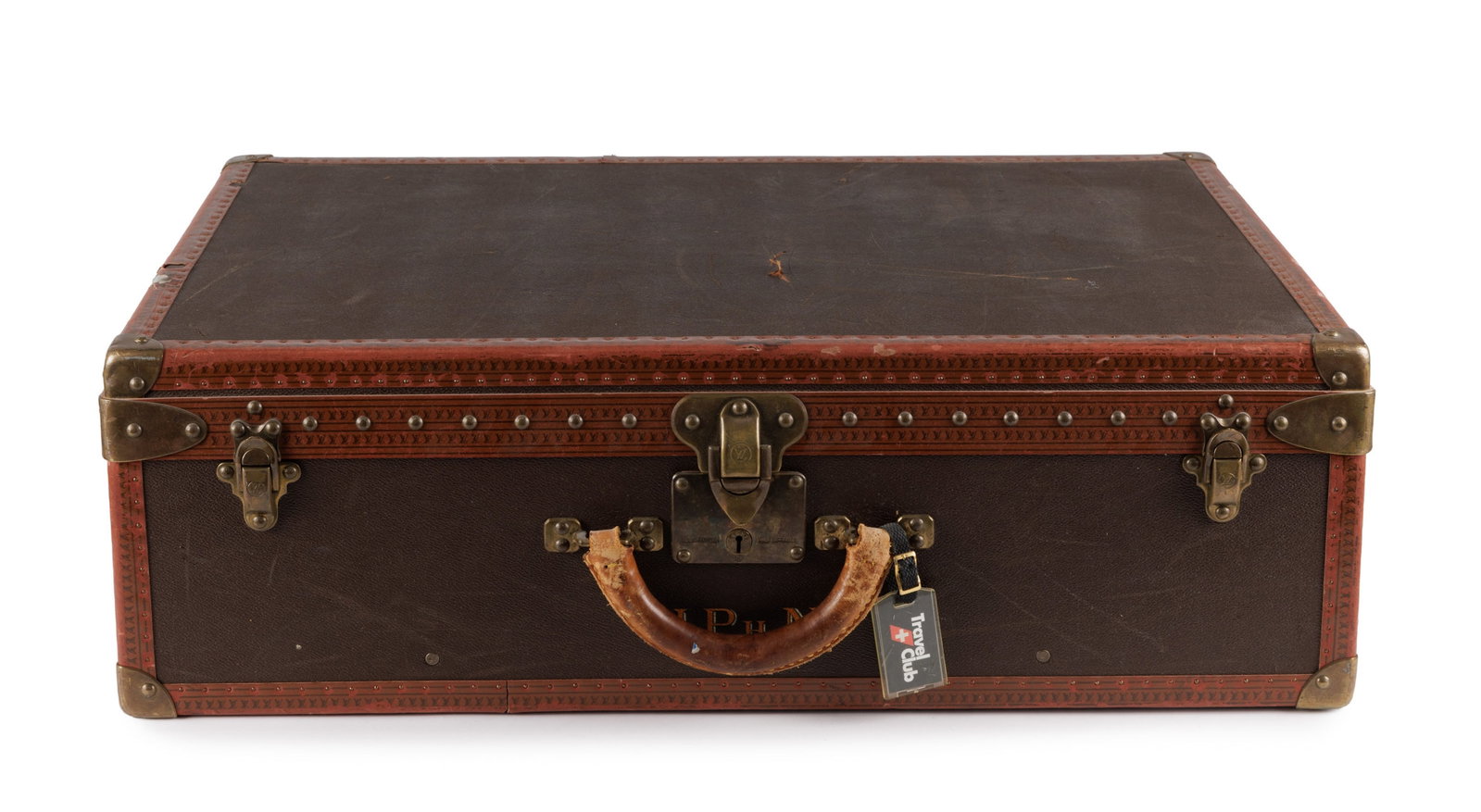 Louis Vuitton, 1 grande valise Alzer et 1 mallette Président en toile enduite marron, corni - 3