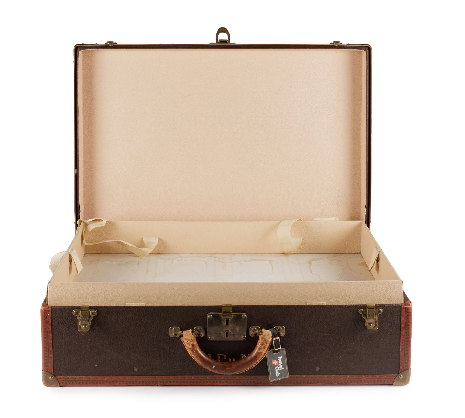 Louis Vuitton, 1 grande valise Alzer et 1 mallette Président en toile enduite marron, corni - 4