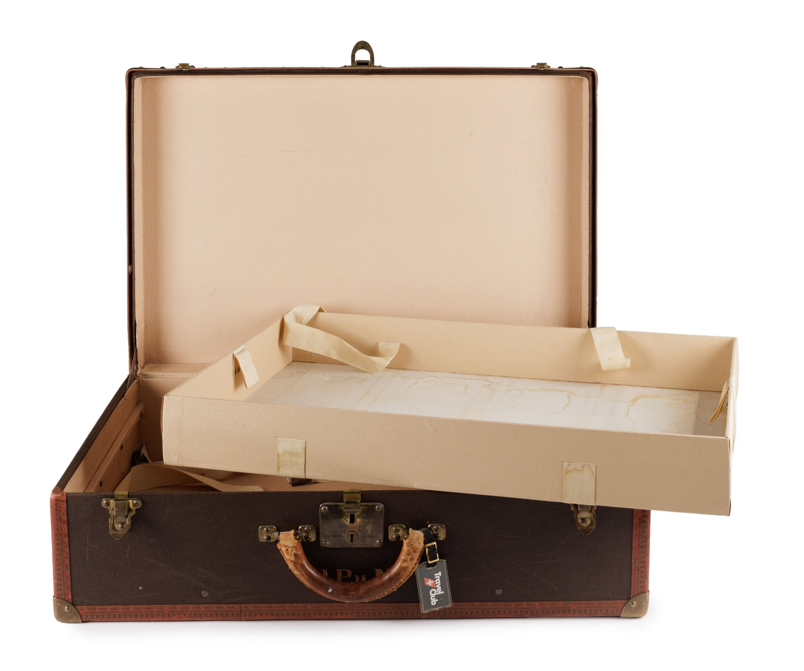 Louis Vuitton, 1 grande valise Alzer et 1 mallette Président en toile enduite marron, corni - 5