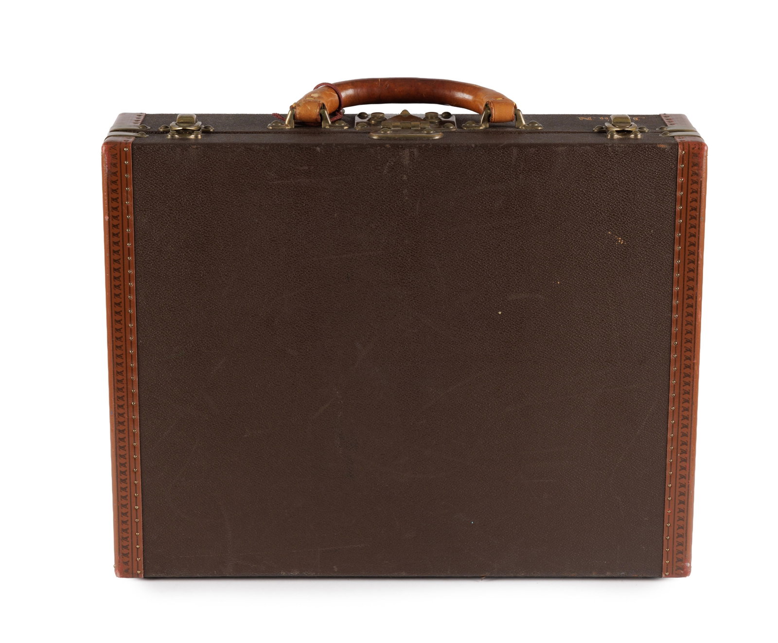 Louis Vuitton, 1 grande valise Alzer et 1 mallette Président en toile enduite marron, corni - 7