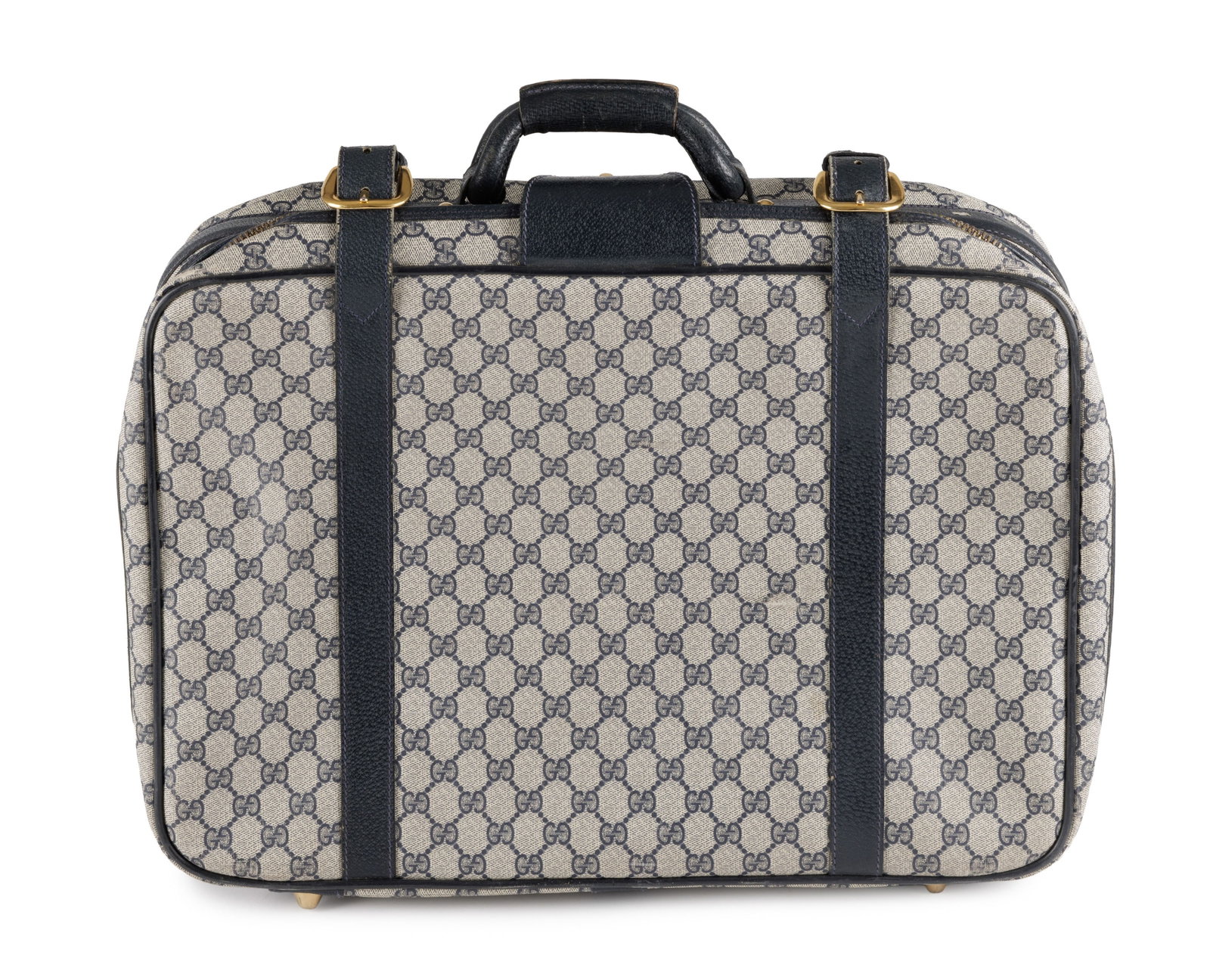 Gucci, valise souple en toile enduite Guccissma et cuir bleu marine, 33x50 cm - 3