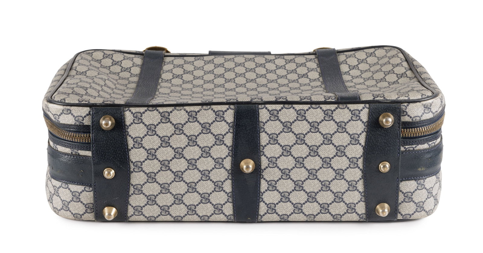 Gucci, valise souple en toile enduite Guccissma et cuir bleu marine, 33x50 cm - 4