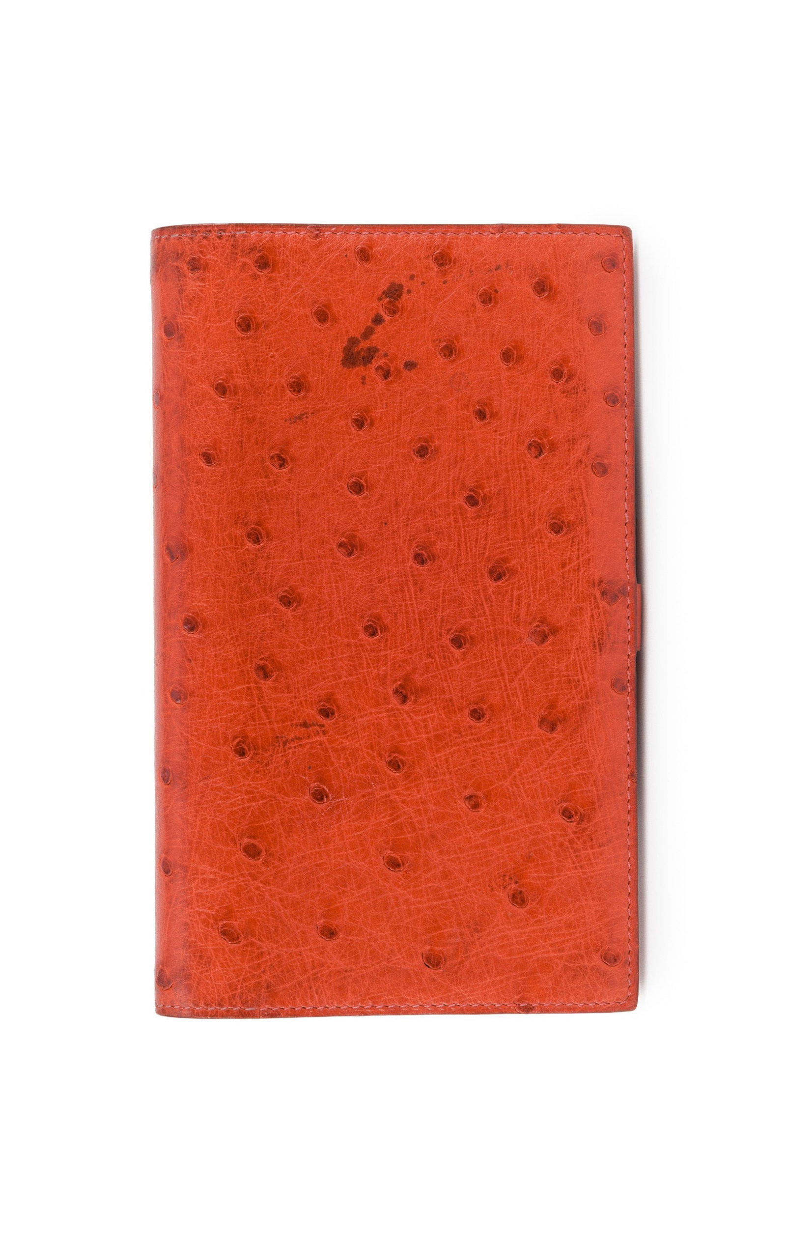 Hermès, petit porte-documents en cuir d'autruche rouge, 17x10 cm - 3