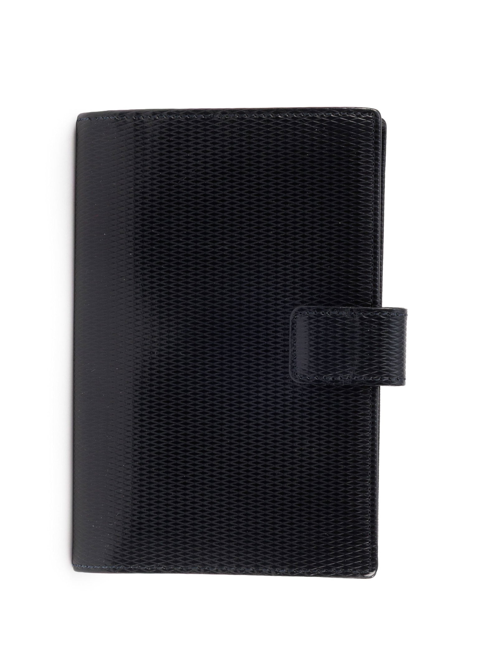 Yves Saint Laurent, porte feuille en cuir noir pressé façon vannerie, avec compartiment ca - 3