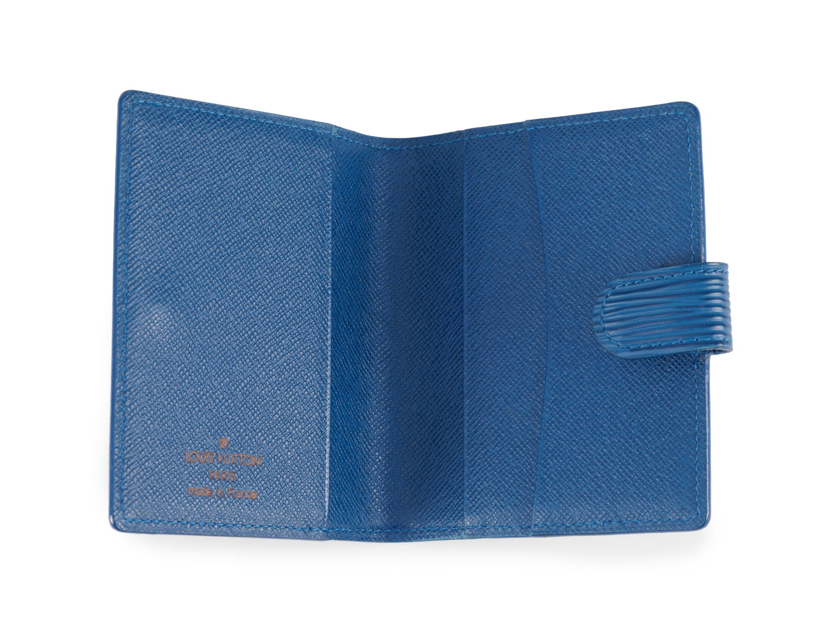 Louis Vuitton, porte carte en cuir épi bleu, 10,5x8,5 cm - 2