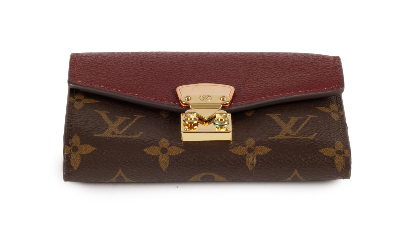 Louis Vuitton, portefeuille Pallas compact en toile enduite Monogram et cuir bordeaux, 9,5x13 cm - 2
