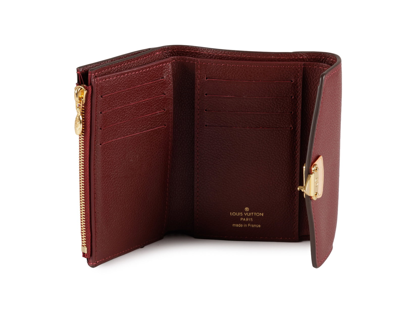 Louis Vuitton, portefeuille Pallas compact en toile enduite Monogram et cuir bordeaux, 9,5x13 cm - 3