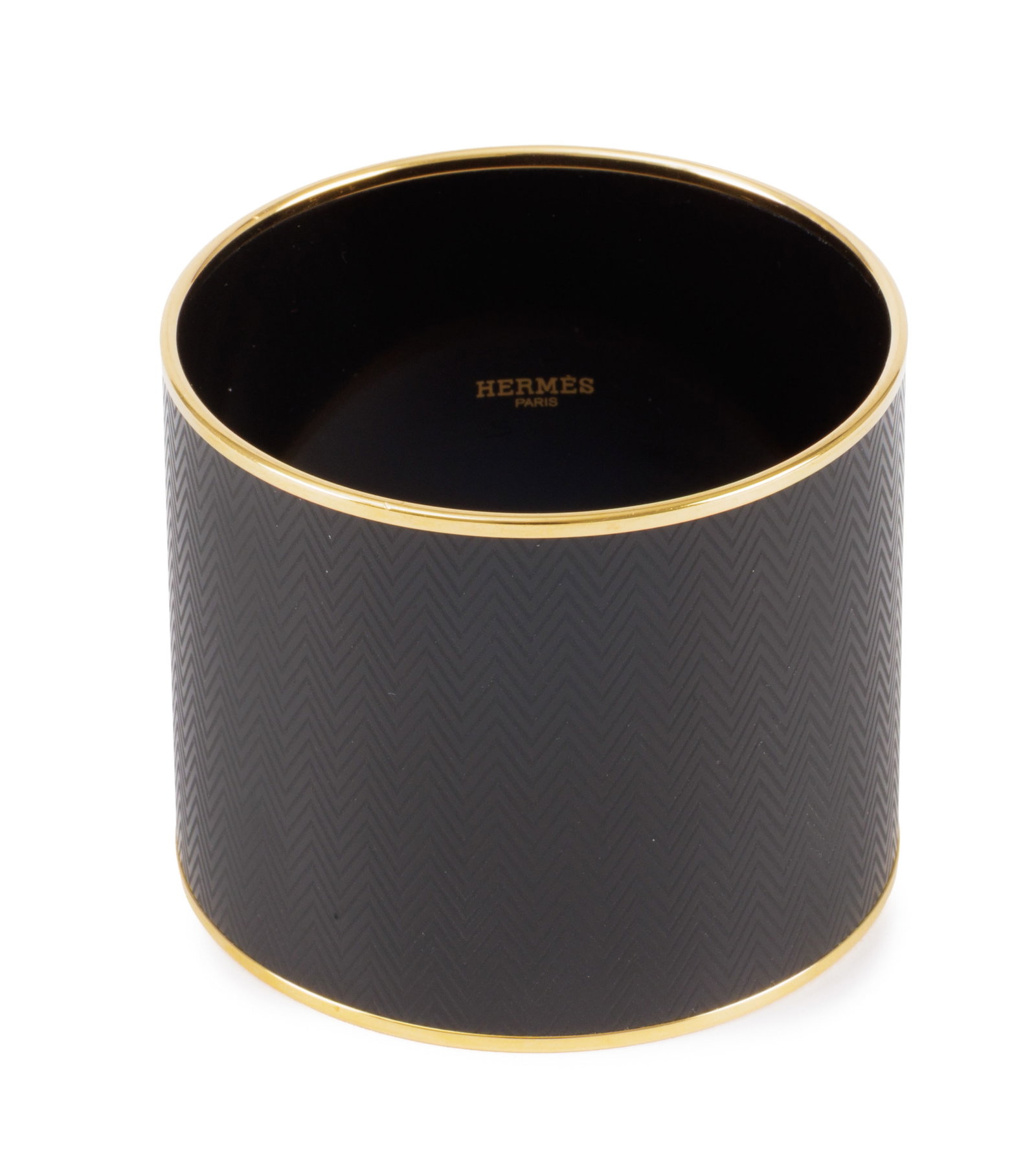 Hermès, bracelet en émail et métal plaqué or, diam. 7 cm - 2
