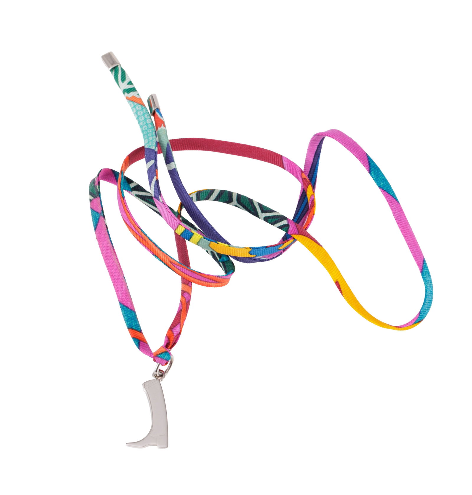 Hermès, collier Petit H botte d'équitation, cordon multicolore, pochette, boîte: Hermès, collier Petit H botte d'équitation, cordon multicolore, pochette, boîte