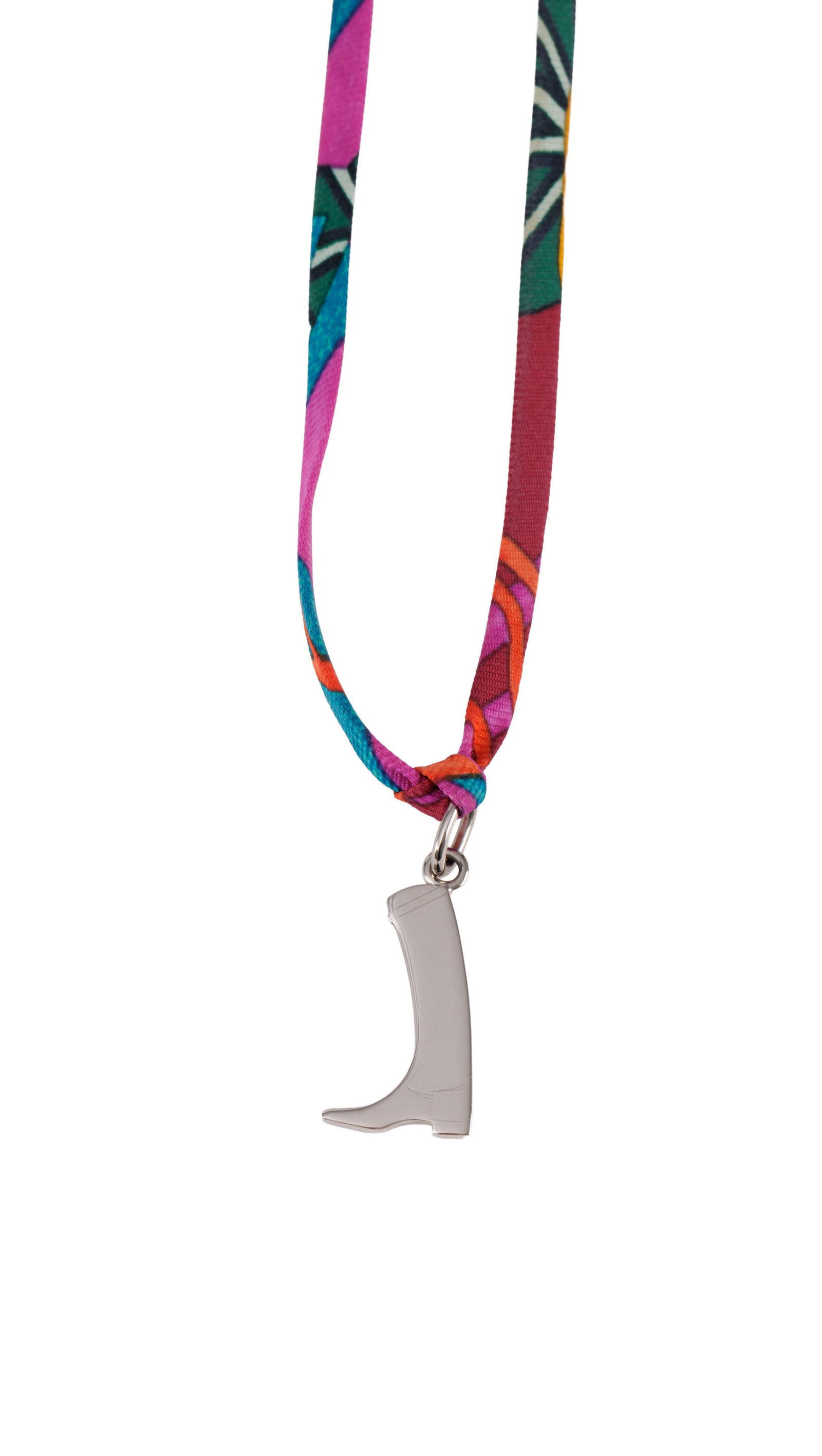 Hermès, collier Petit H botte d'équitation, cordon multicolore, pochette, boîte - 2