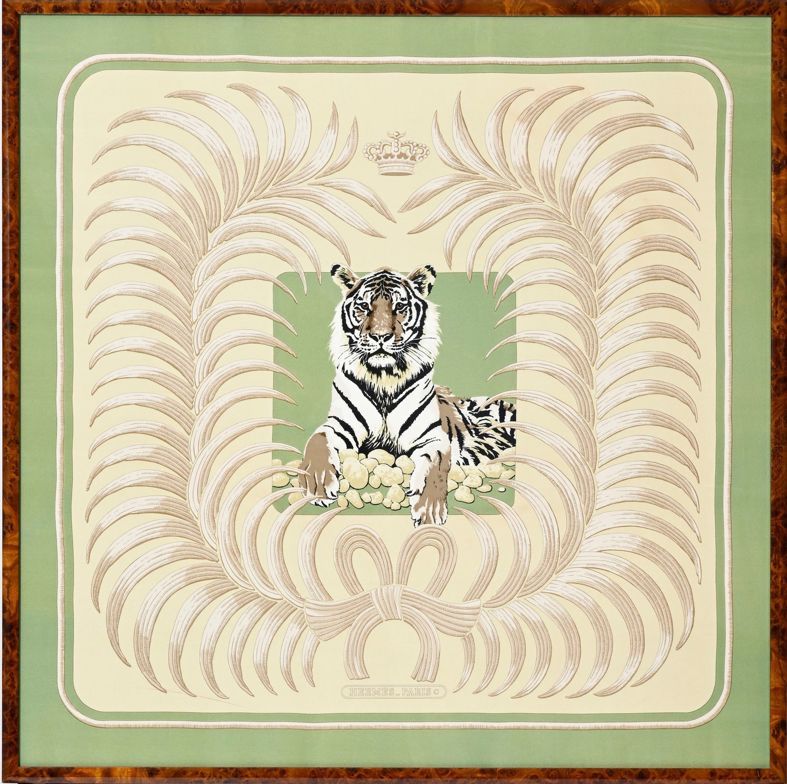 Hermès, carré sous cadre en twill de soie imprimé: Tigre Royal, 90x90 cm (1 of 2)