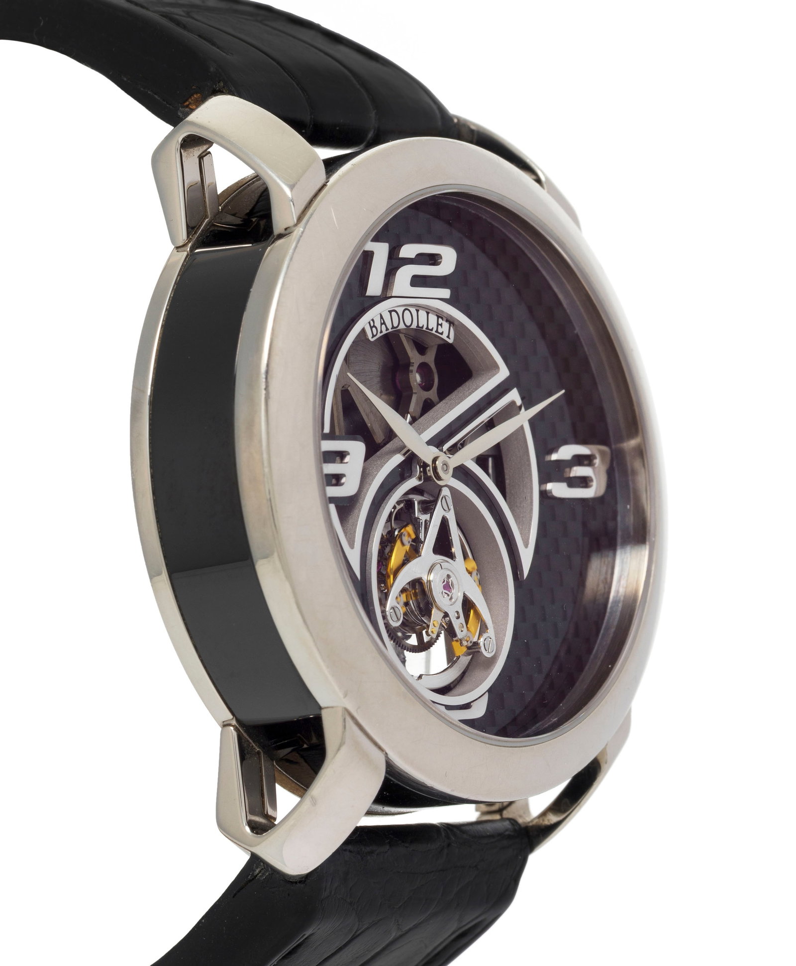Badollet, Crystalball Bamboo, Pièce Unique, montre partiellement squelette en or gris 750 orn&# - 4