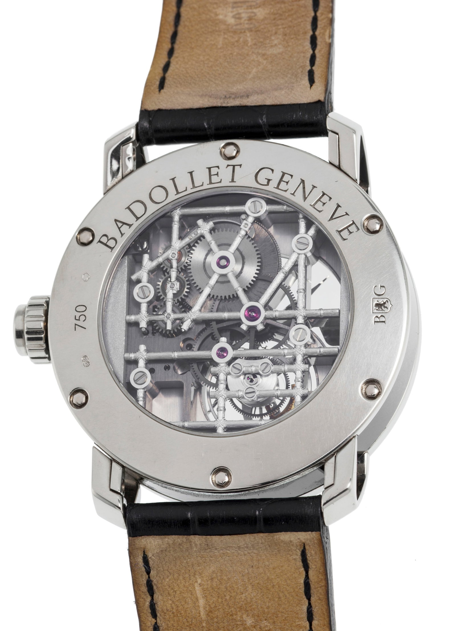Badollet, Crystalball Bamboo, Pièce Unique, montre partiellement squelette en or gris 750 orn&# - 7