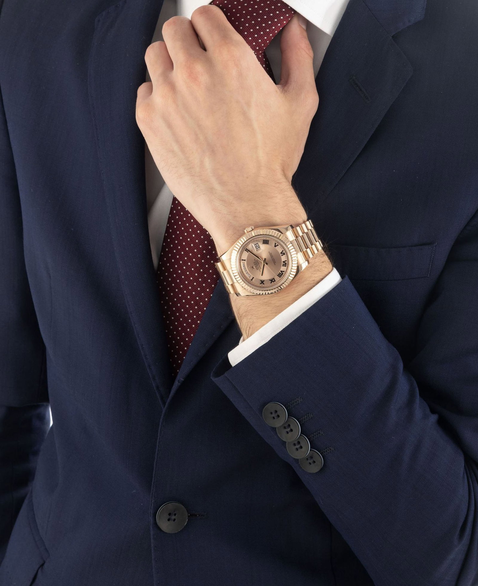 Rolex, Day-Date, réf. 218235/2415, montre-bracelet en or rose 750, circa 2008 Mouvement: cal. - 4