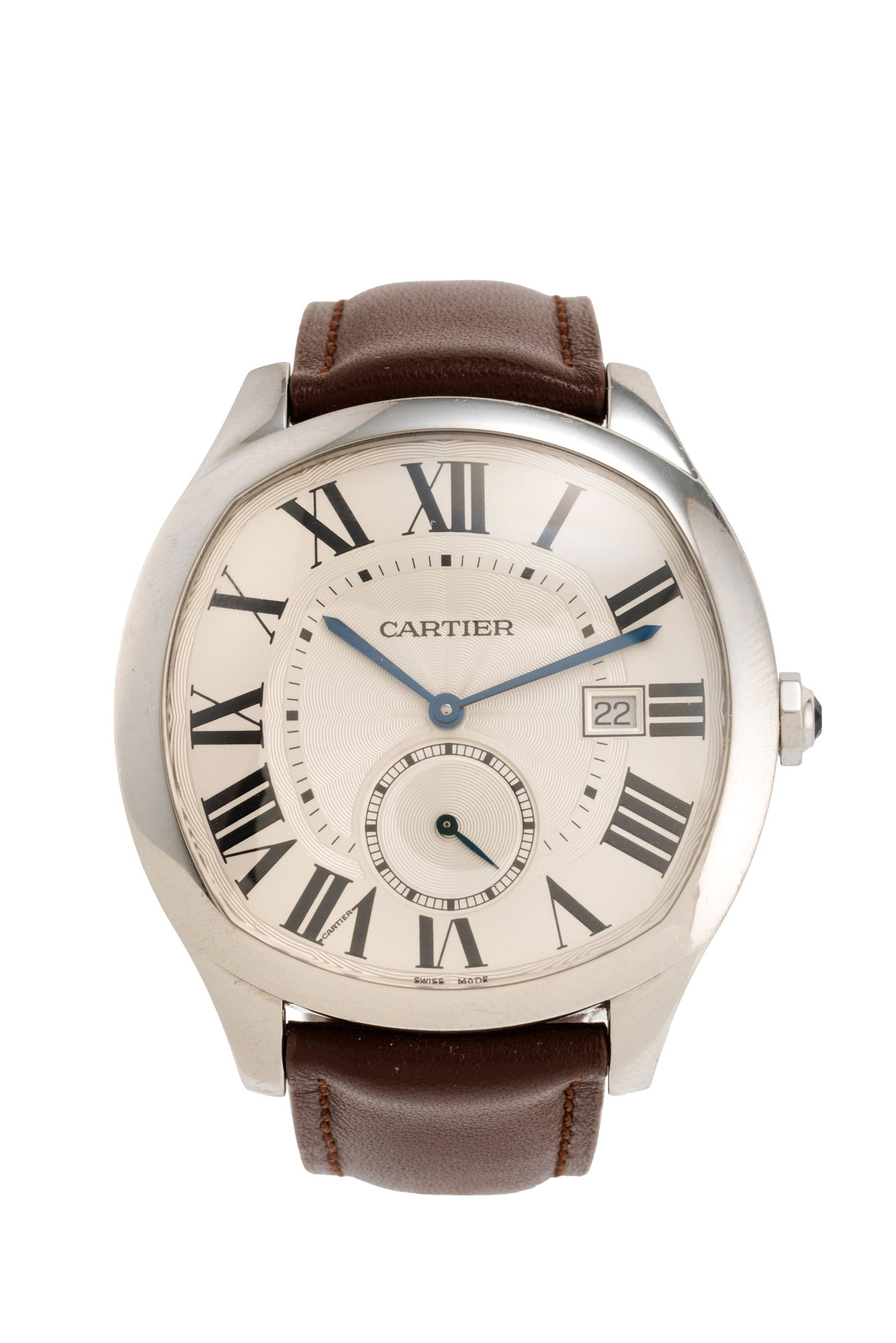 Cartier, Drive, réf. 3930, montre petite seconde en acier Mouvement: cal. 1904-PS MC, automa: Cartier, Drive, réf. 3930, montre petite seconde en acier Mouvement: cal. 1904-PS MC, automatique, 27 rubis Boîtier: n°150491VX, larg. 41 mm, fond en verre laissant apparaître le