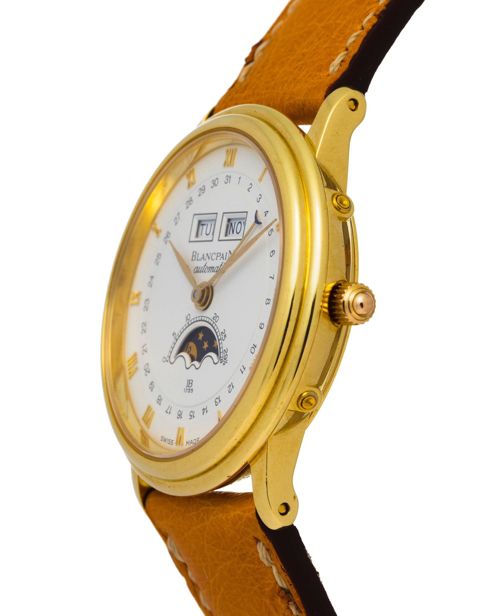 Blancpain, Villeret, montre en or 750 avec quantième et phases de lune Mouvement: cal. 95, au - 2