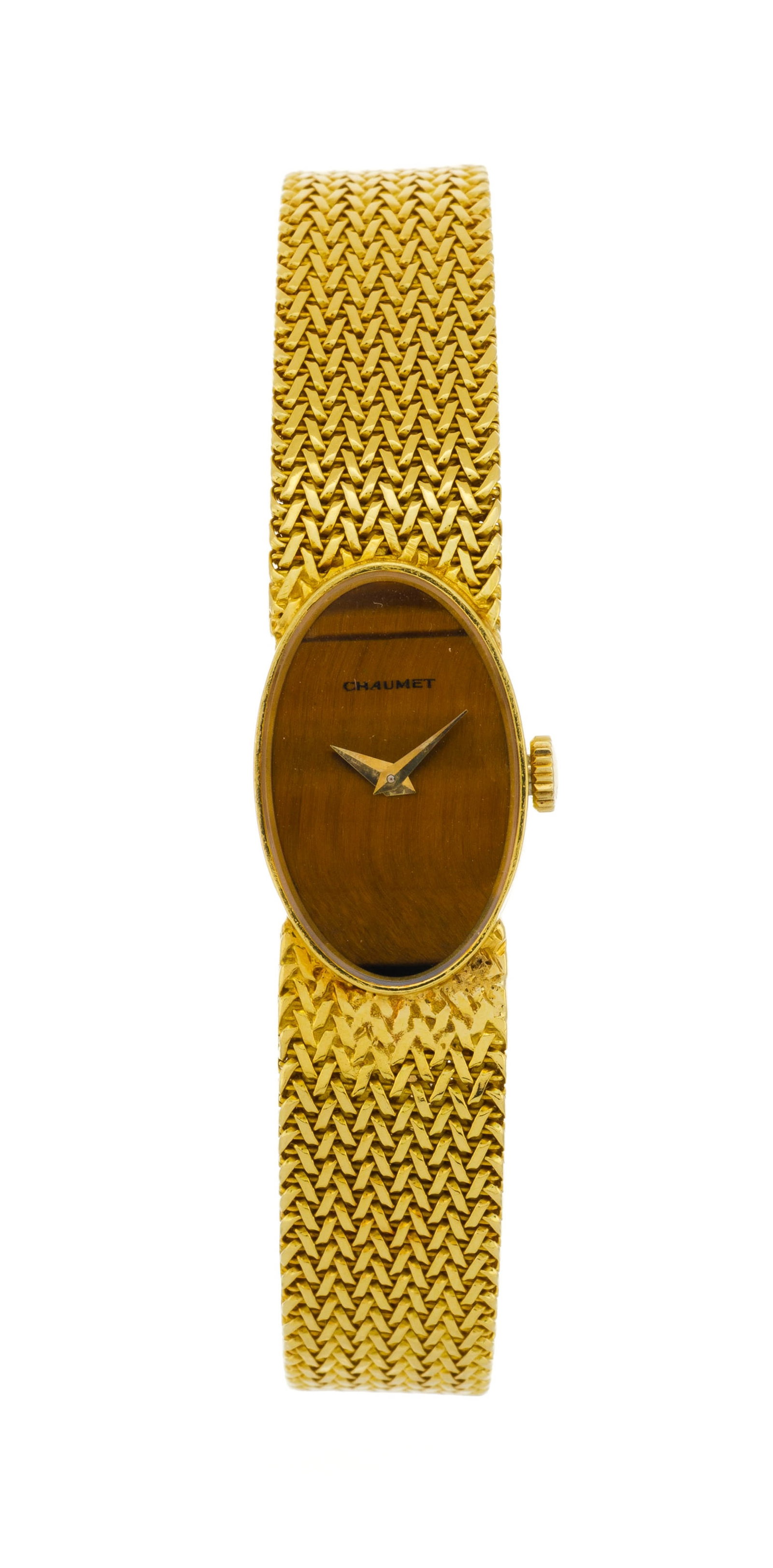 Chaumet et Chopard, montre-bracelet en or 750 ornée d'un cadran en œil-de-tigre, anné (1 of 4)