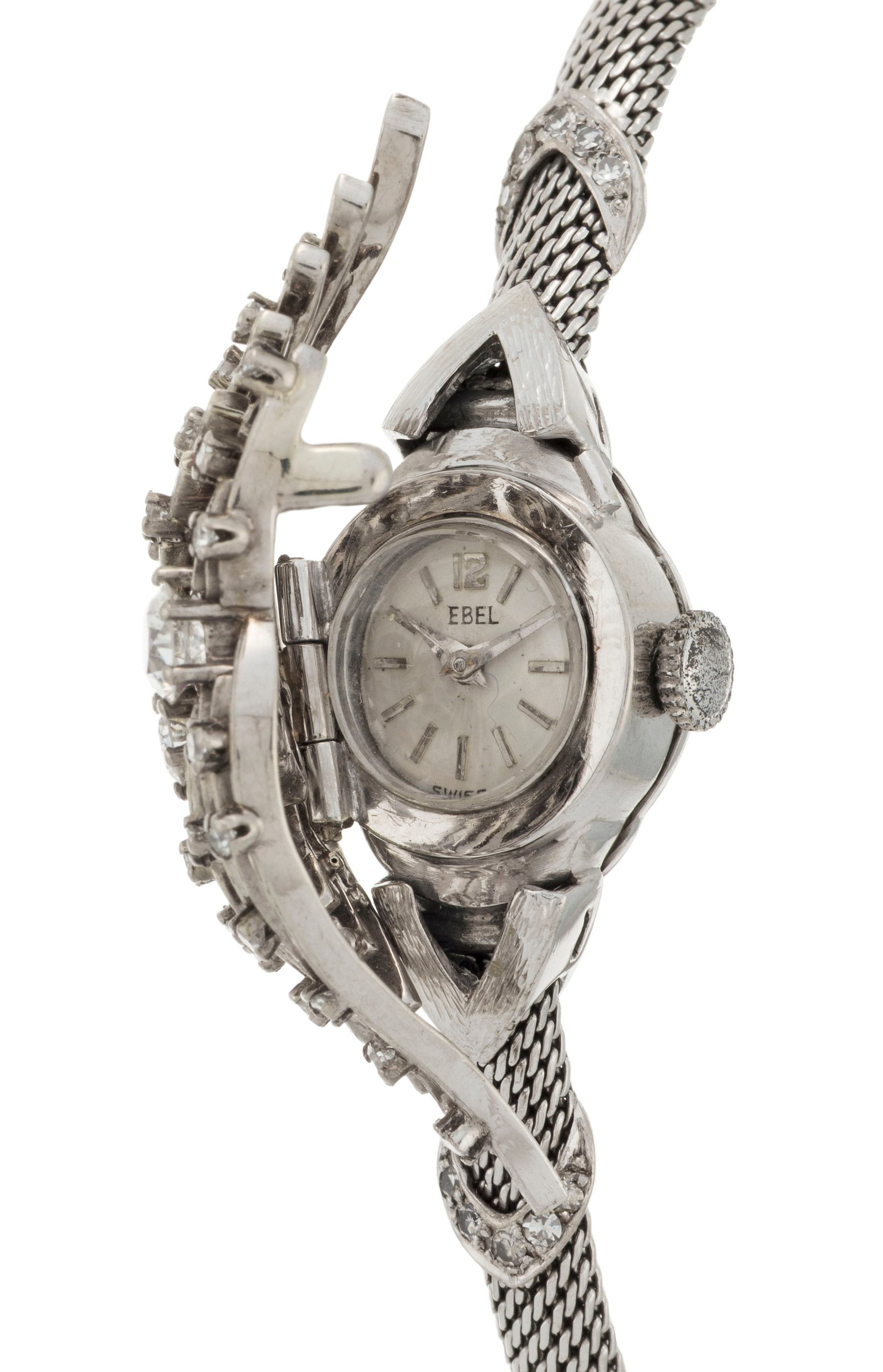 Ebel, montre-bracelet secrète en or gris 750 sertie de diamants Mouvement: cal. 55/ AS 1012,  - 3