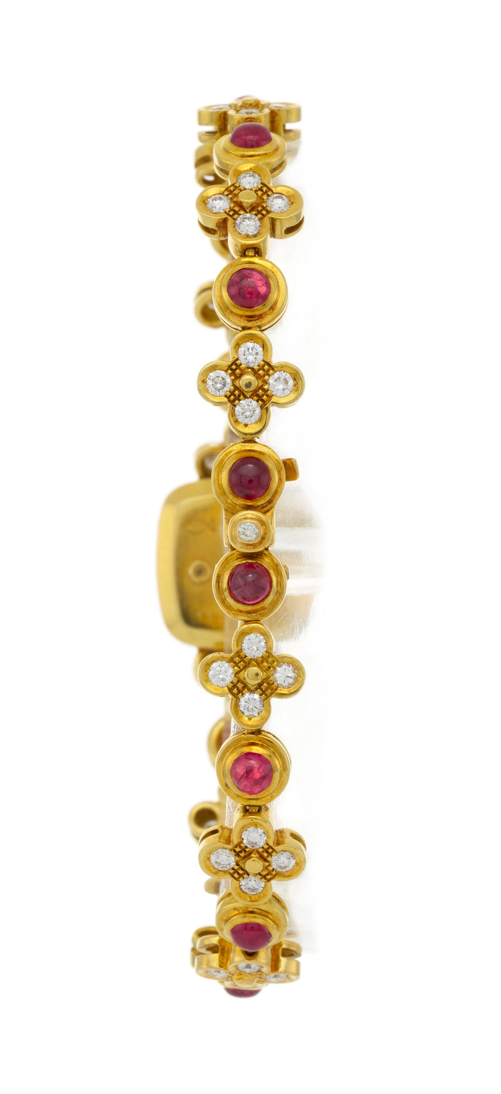 Eterna, montre-bracelet en or 750 sertie de diamants alternés de cabochons de rubis, année - 3