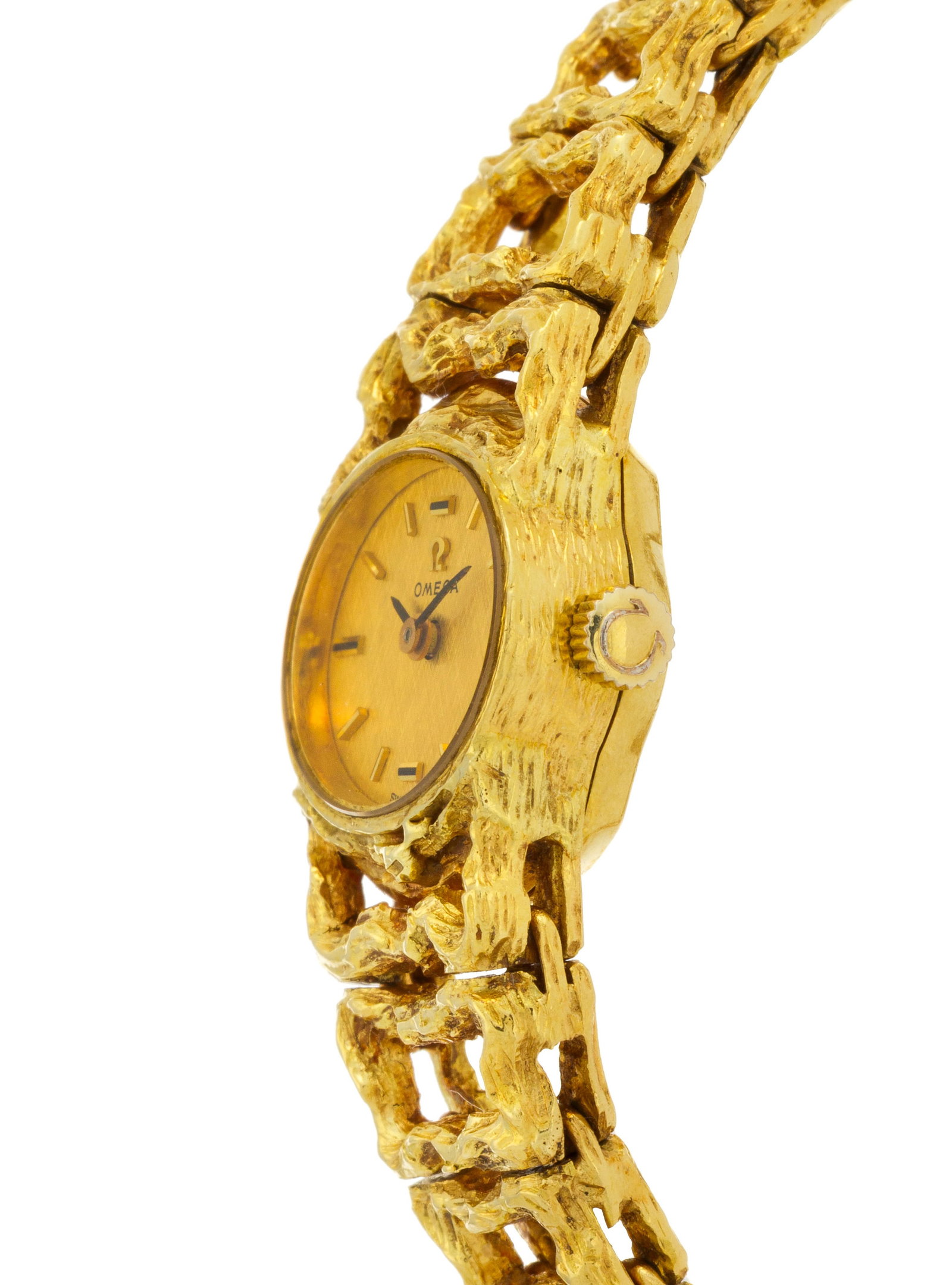 Gilbert Albert pour Omega, réf. BA 8202, montre-bracelet en or 750 texturé, années 19 - 2