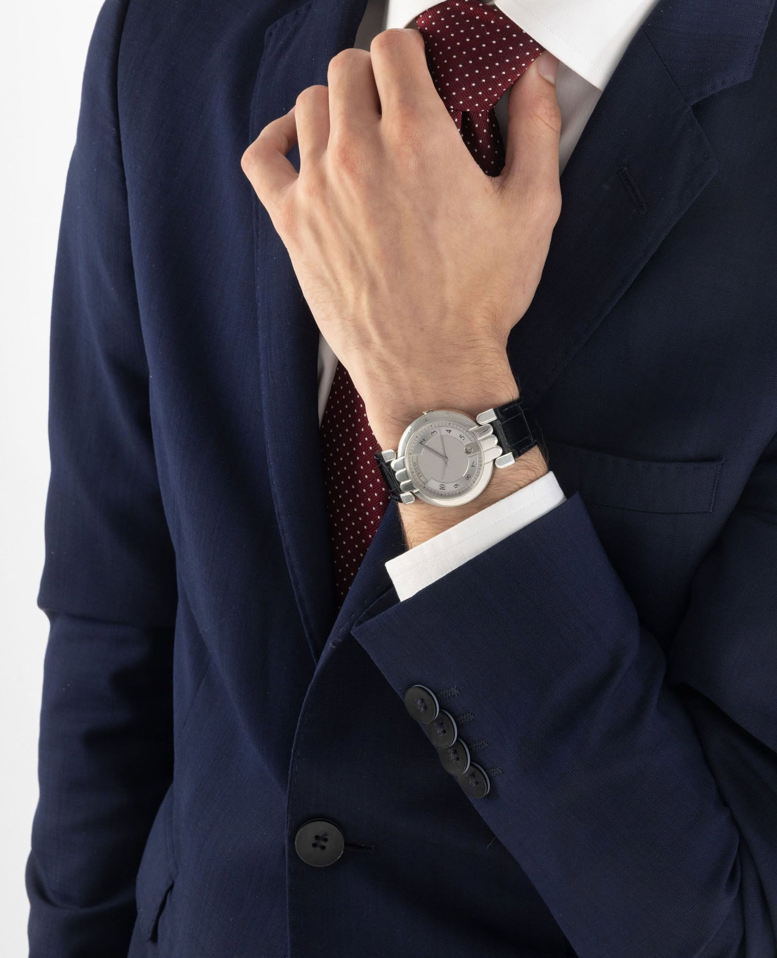 Harry Winston, montre en platine avec indication du jour et de la date Mouvement: cal. ETA 2834-2, - 4