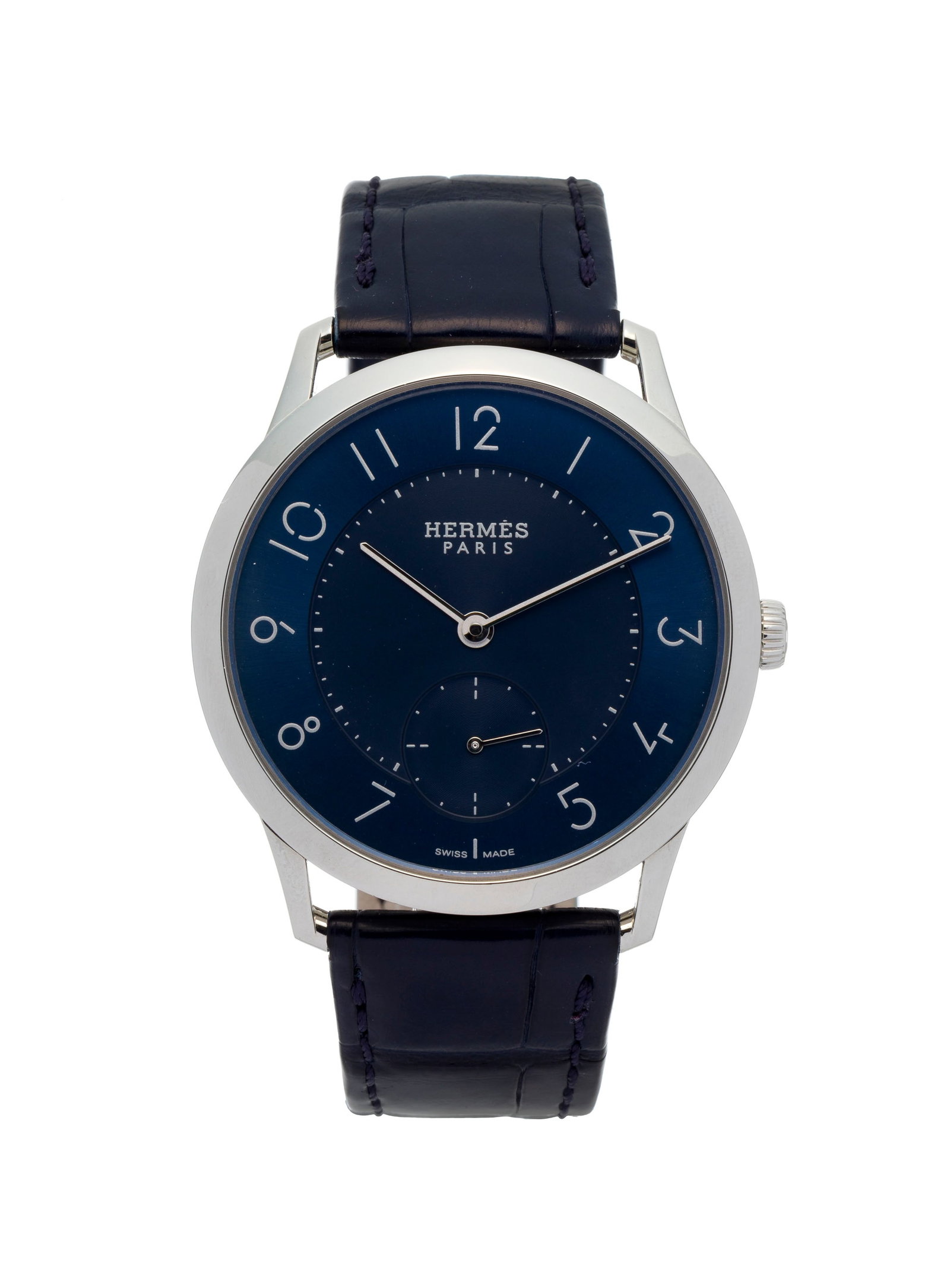 Hermès, Slim D'Hermès, réf. CA2.810, montre petite seconde en acier Mouvement: cal.: Hermès, Slim D'Hermès, réf. CA2.810, montre petite seconde en acier Mouvement: cal. H1950, automatique, 29 rubis, n°190480 Boîtier: n°3263979, diam. 39.5 mm, fond en