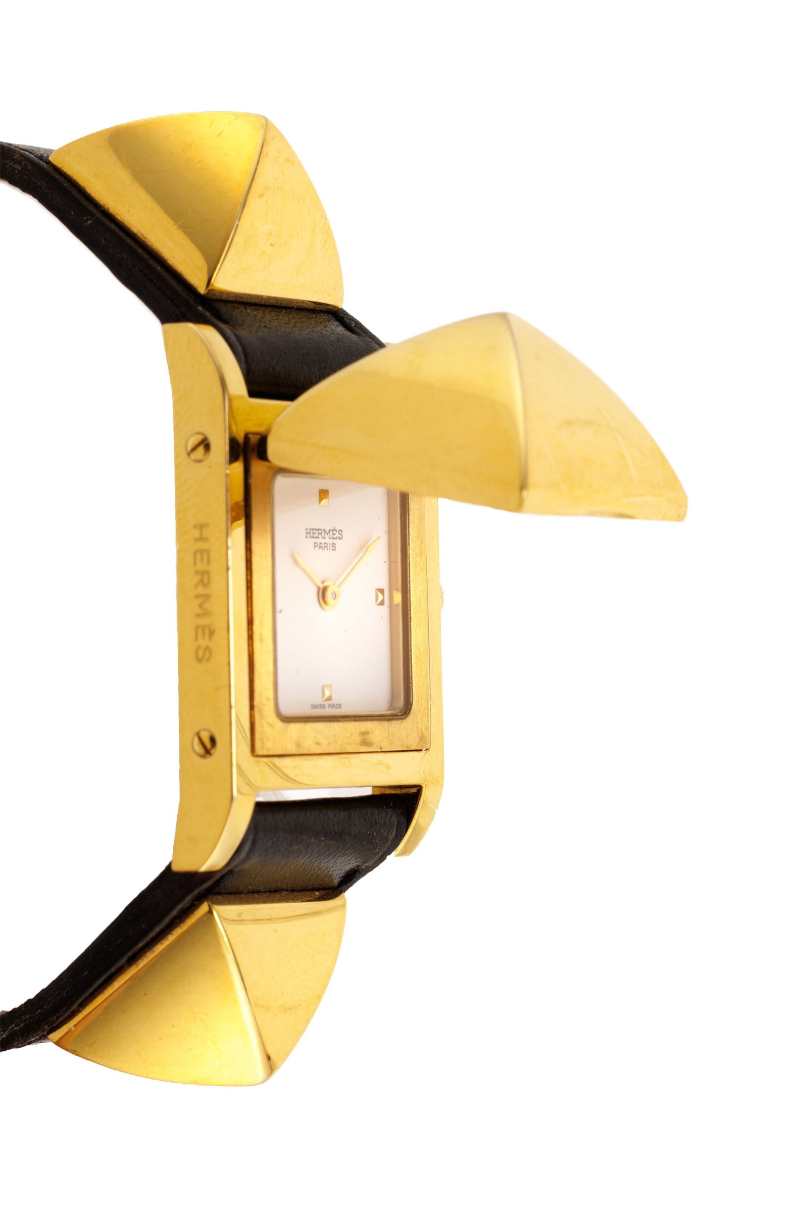 Hermès, Médor, montre secrète en métal doré, années 1990 Mouvement:  - 2